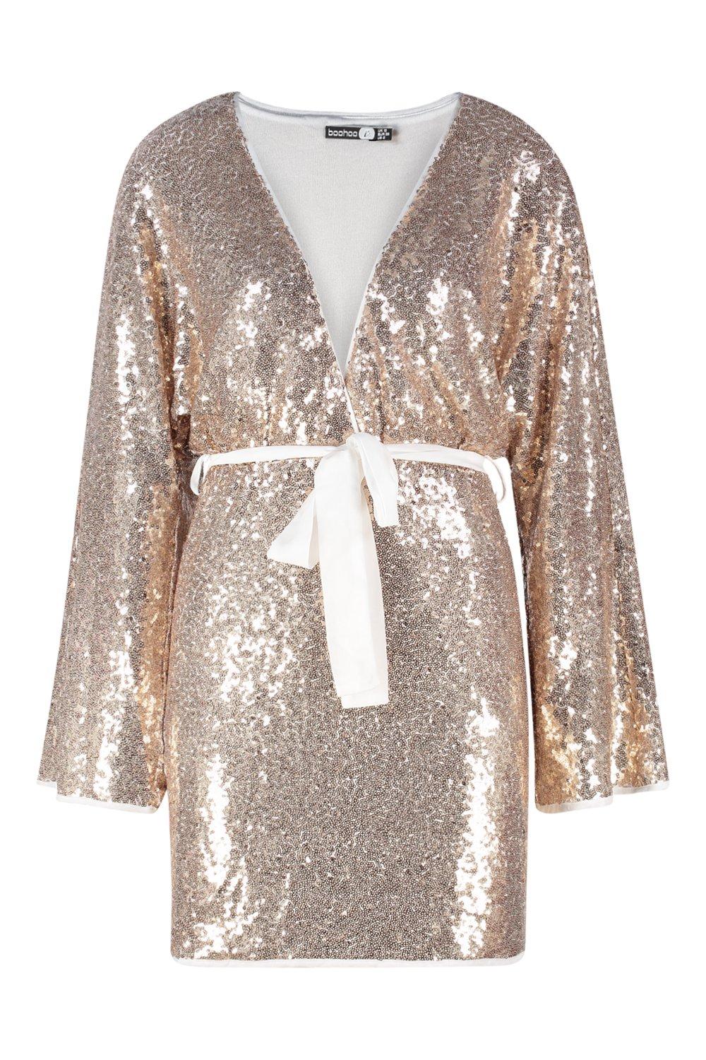 boohoo sequin kimono