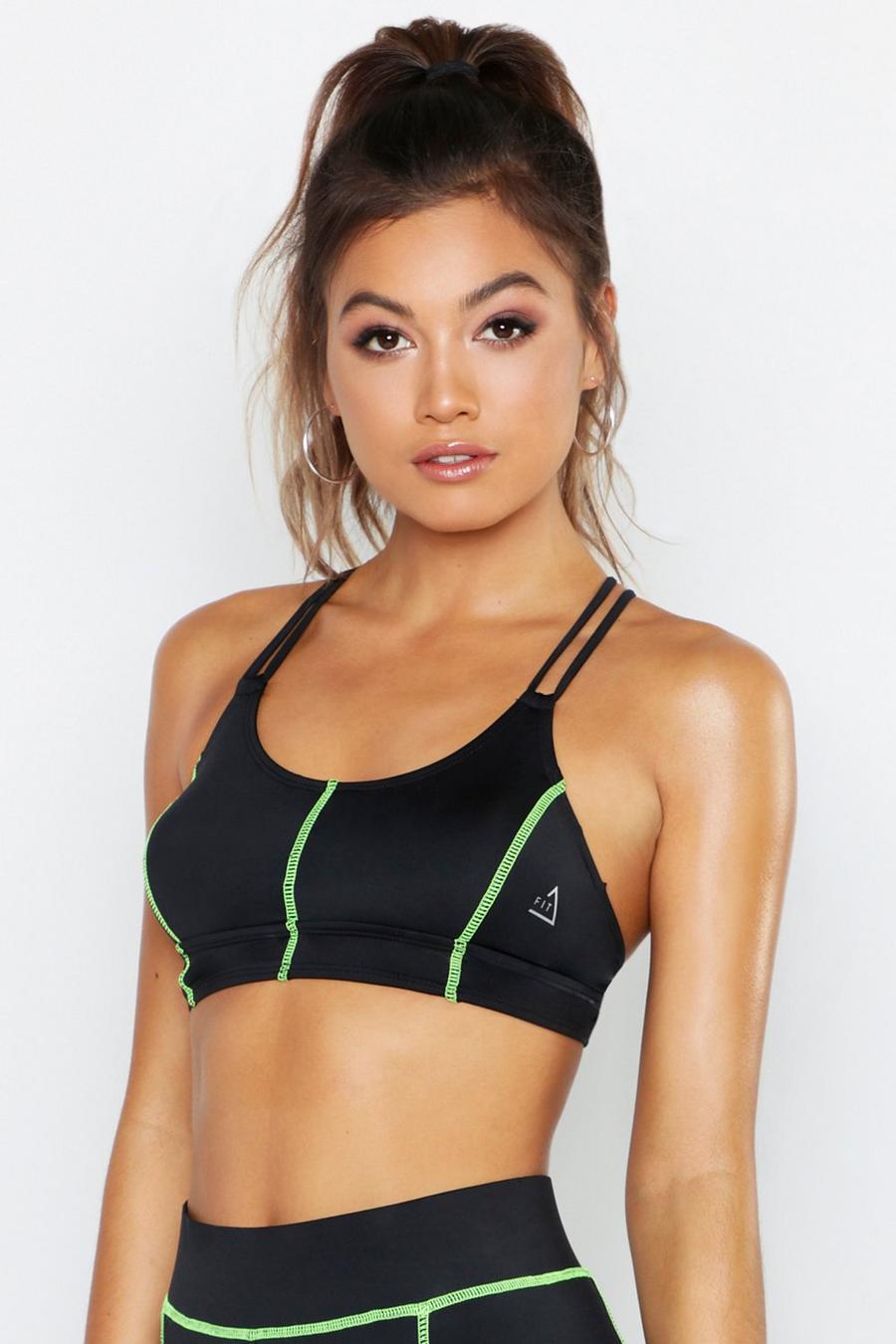 Fit Neon Contrast Stitch Medium Support Sports Bra image number 1