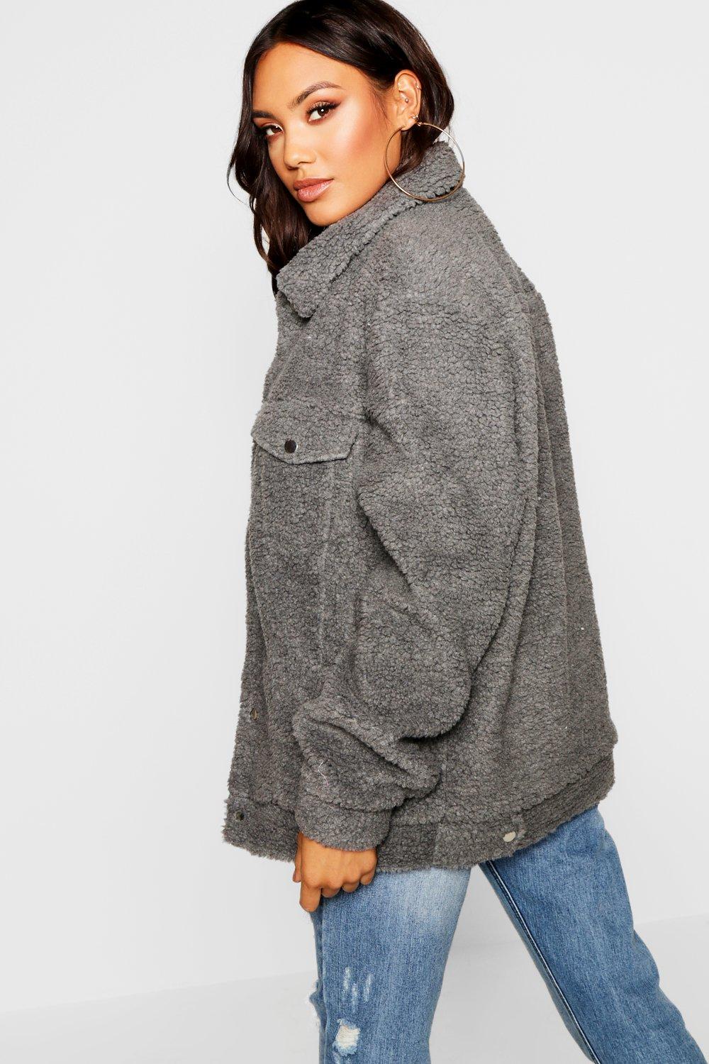 Boohoo borg trucker jacket sale