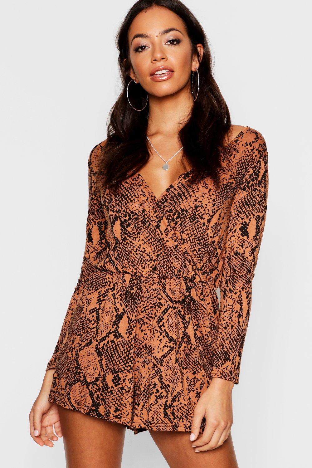 boohoo snake print playsuit