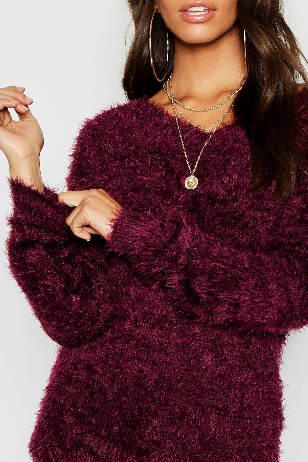 Burgundy clearance fluffy jumper