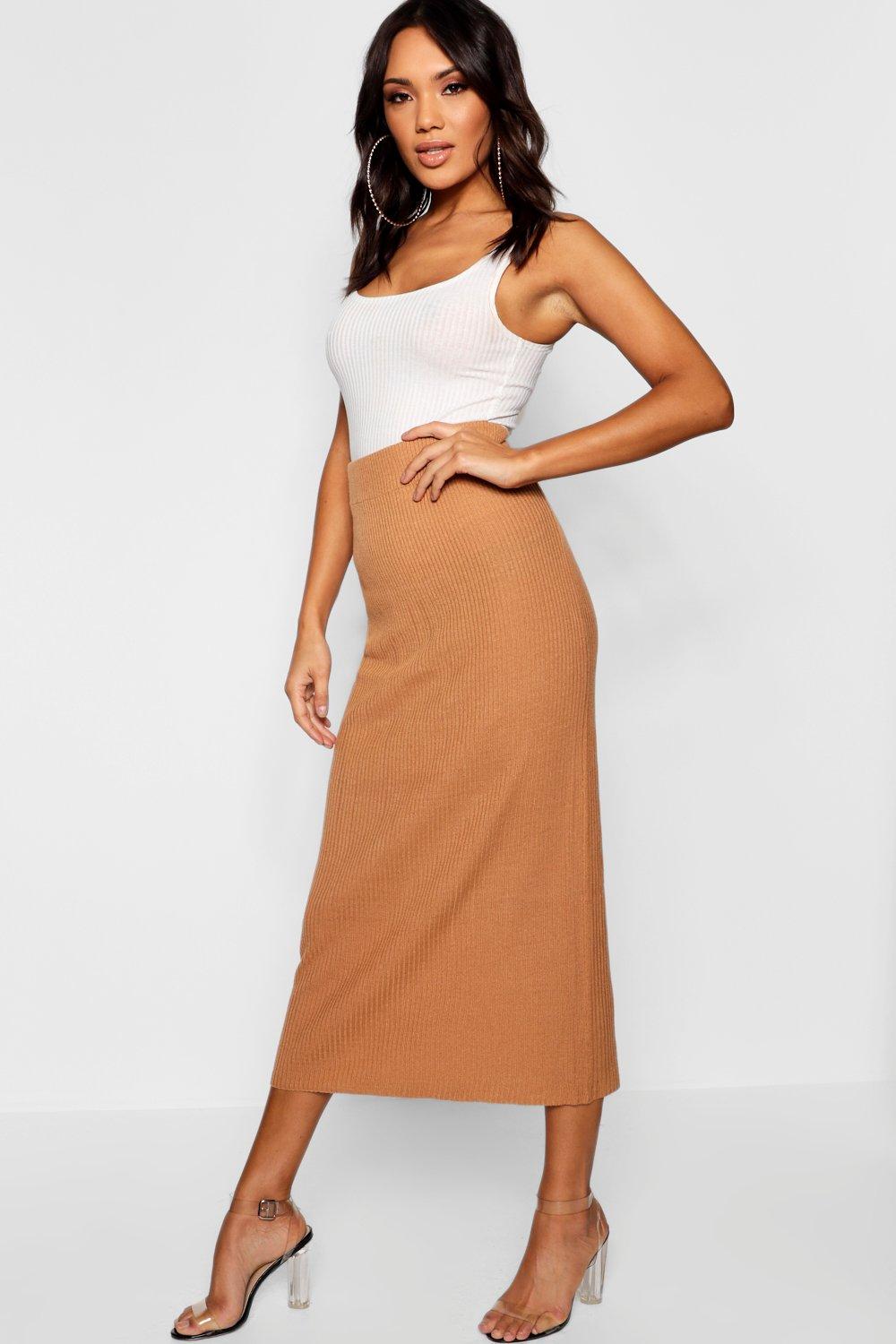 ribbed knit maxi skirt