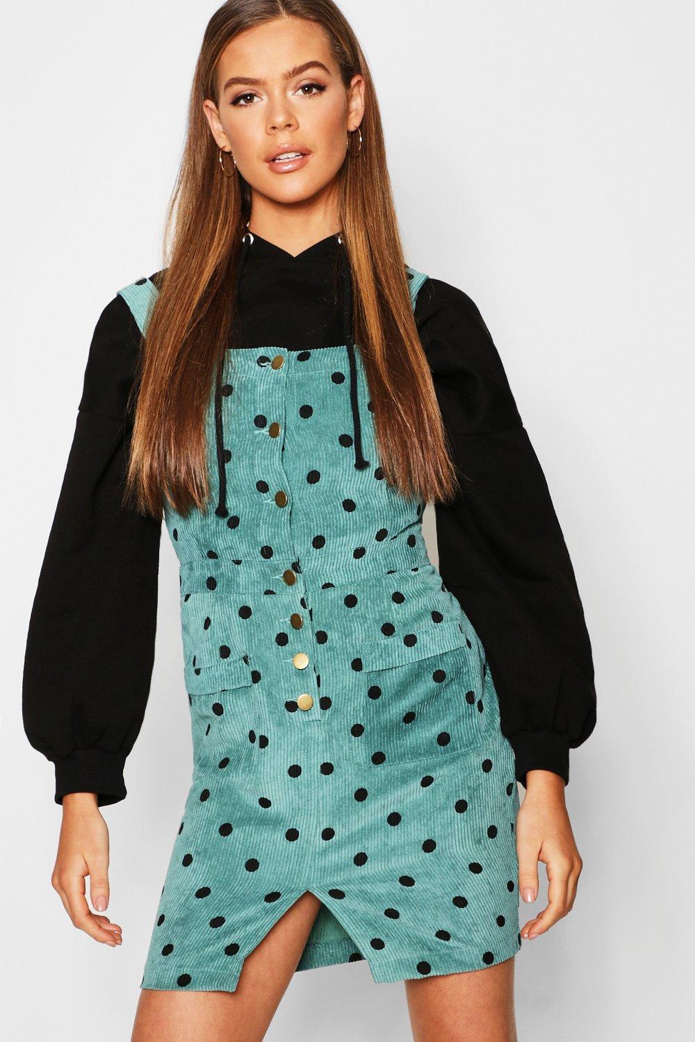 polka dot dungaree dress