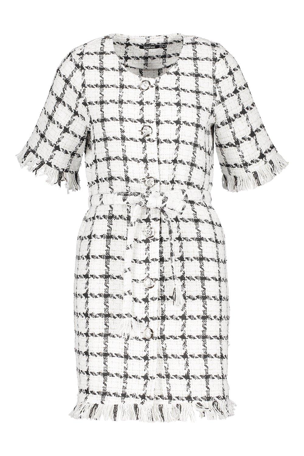 boohoo tweed dress