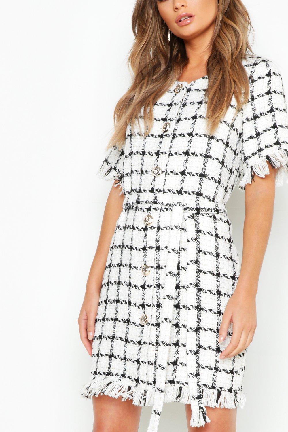 boohoo tweed dress