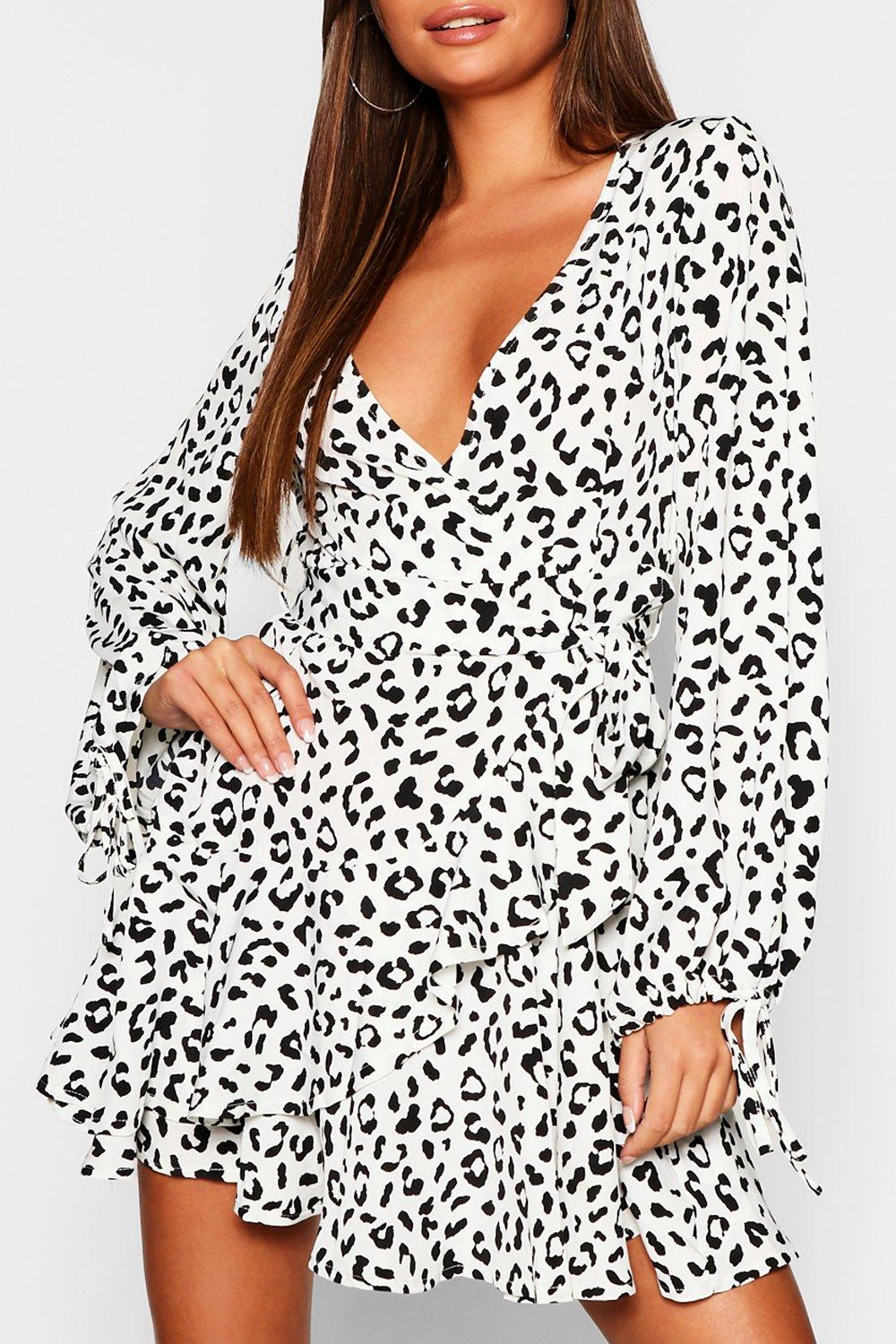 Leopard print hotsell tie front dress