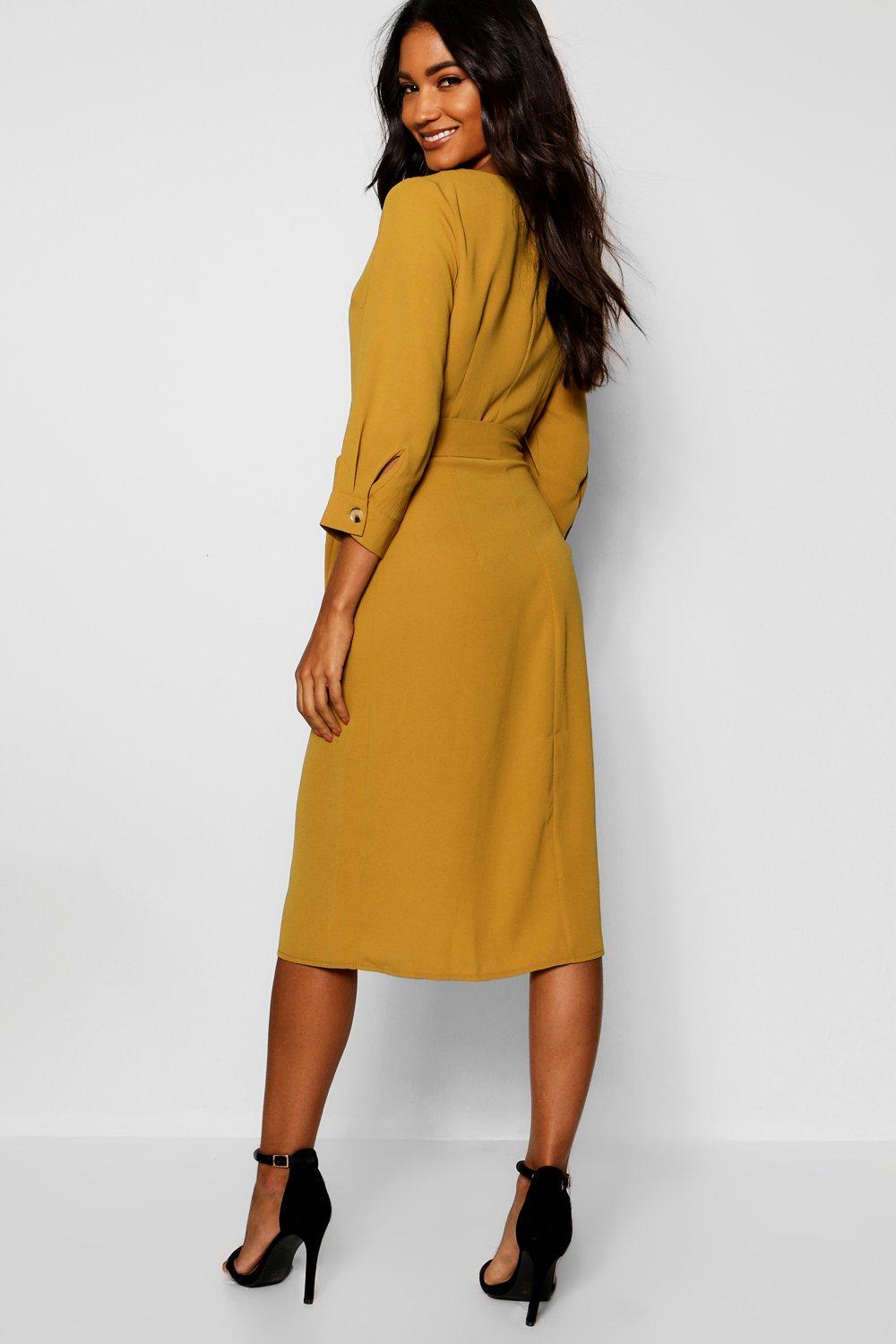 square neck button front dress