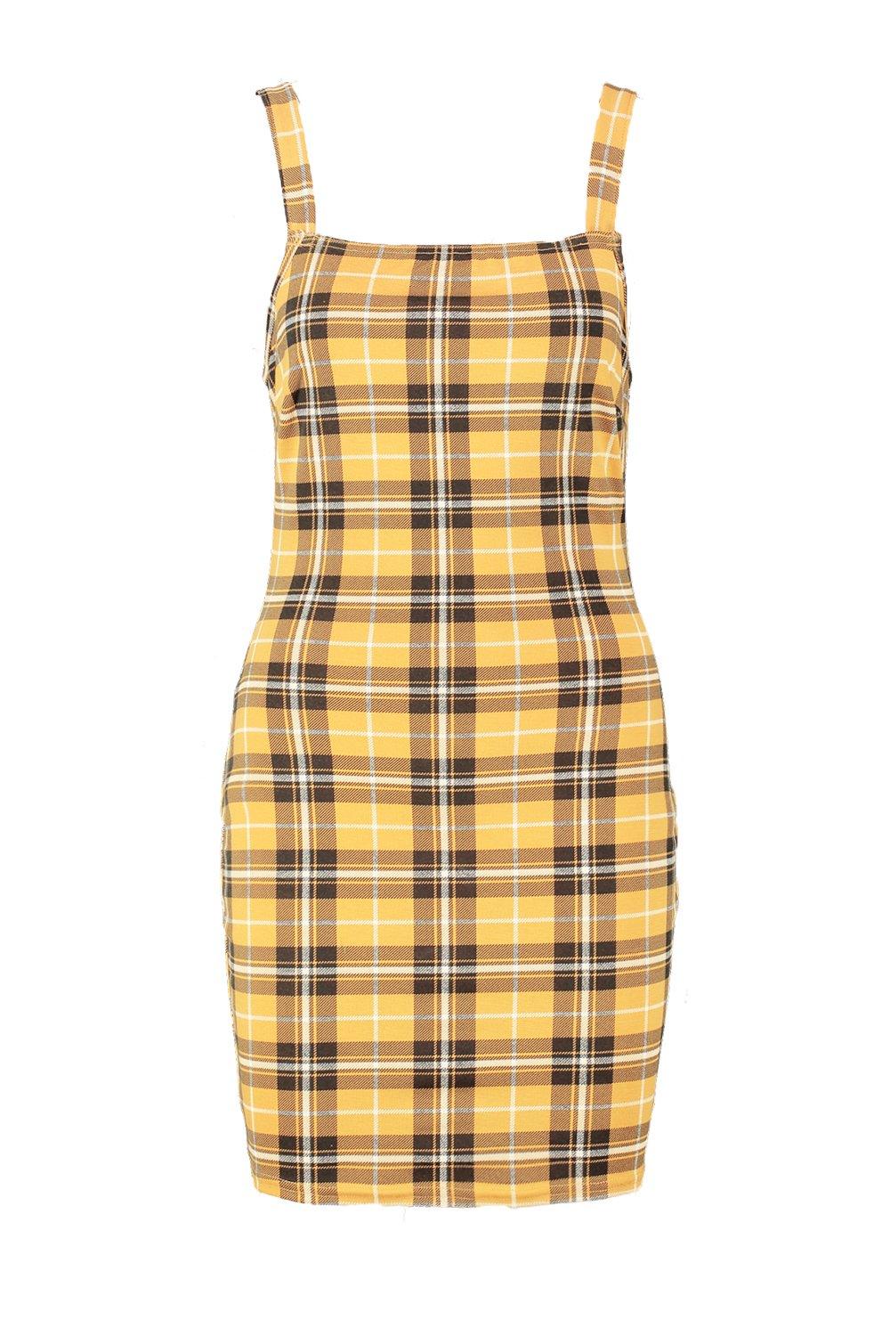 yellow plaid dress bodycon