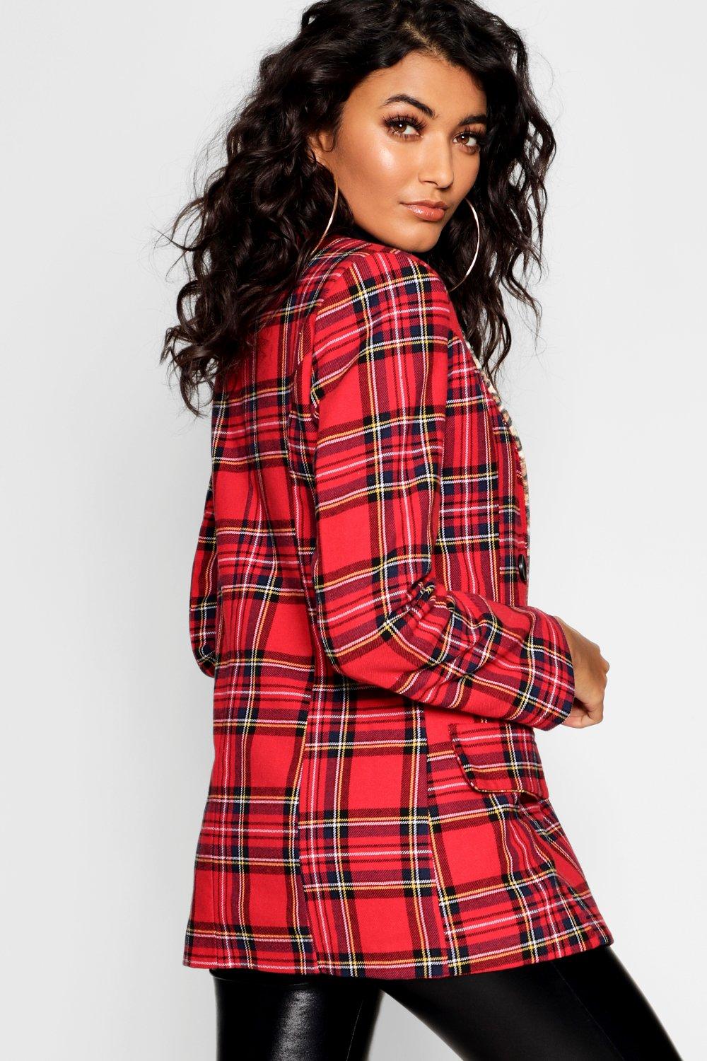 tartan leopard blazer