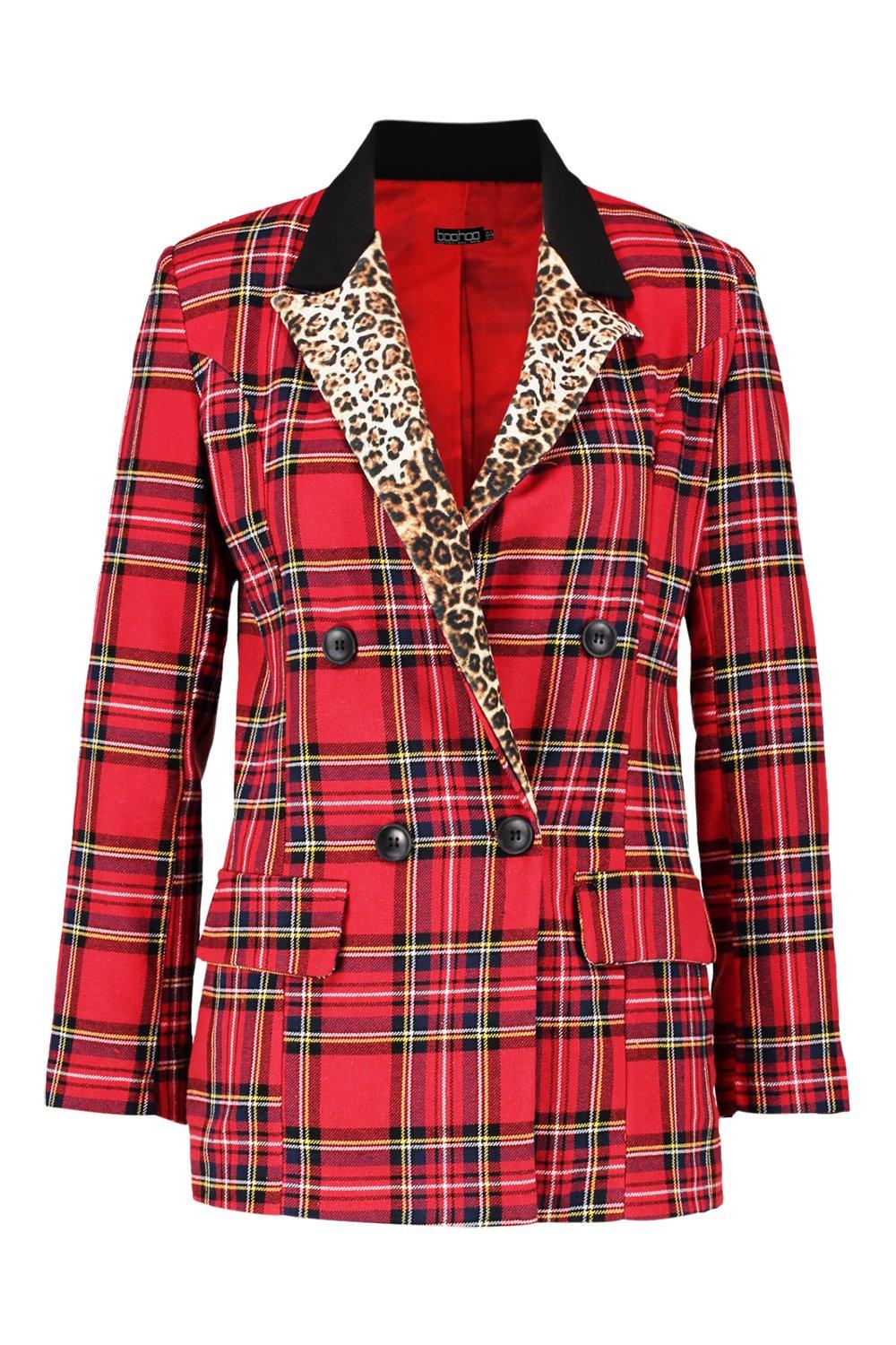 Plaid and shop leopard blazer