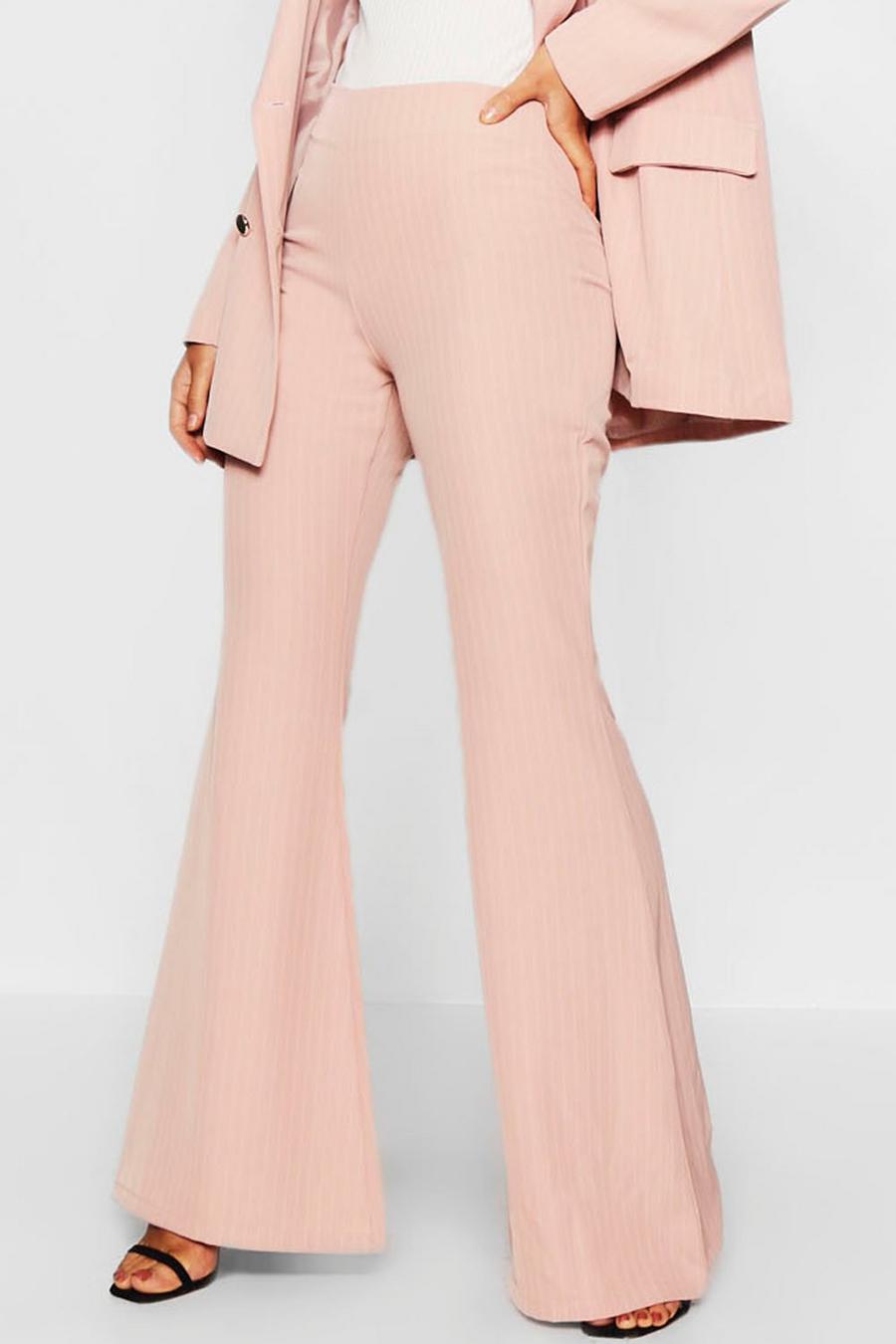 Pink Pinstripe Flared Trouser image number 1