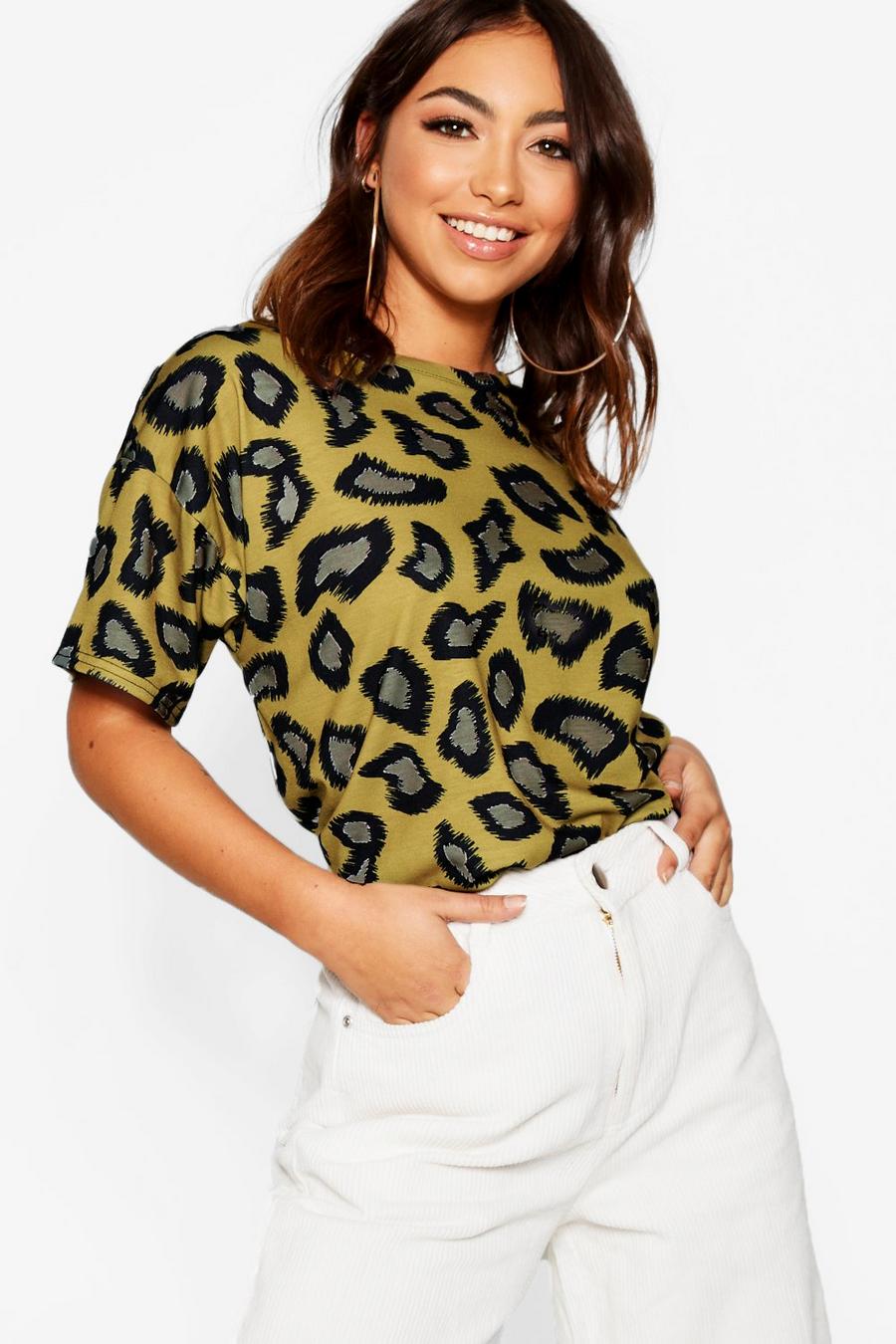 Leoparden-bedruckte T-Shirts, Senfgelb image number 1