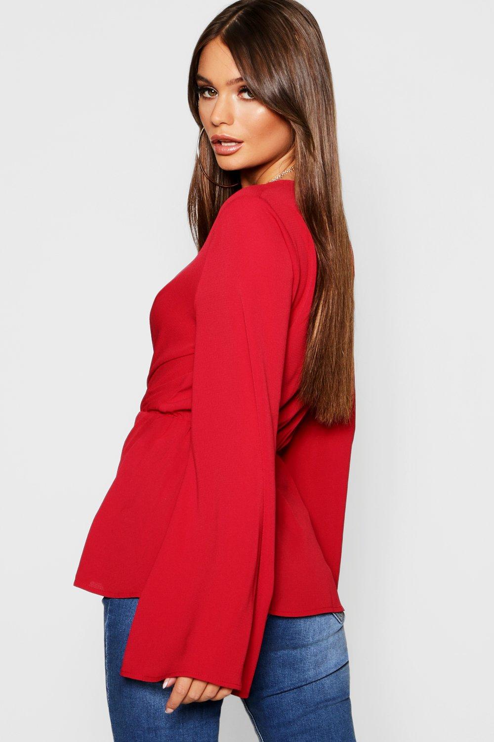 Long Sleeve Peplum Blouse