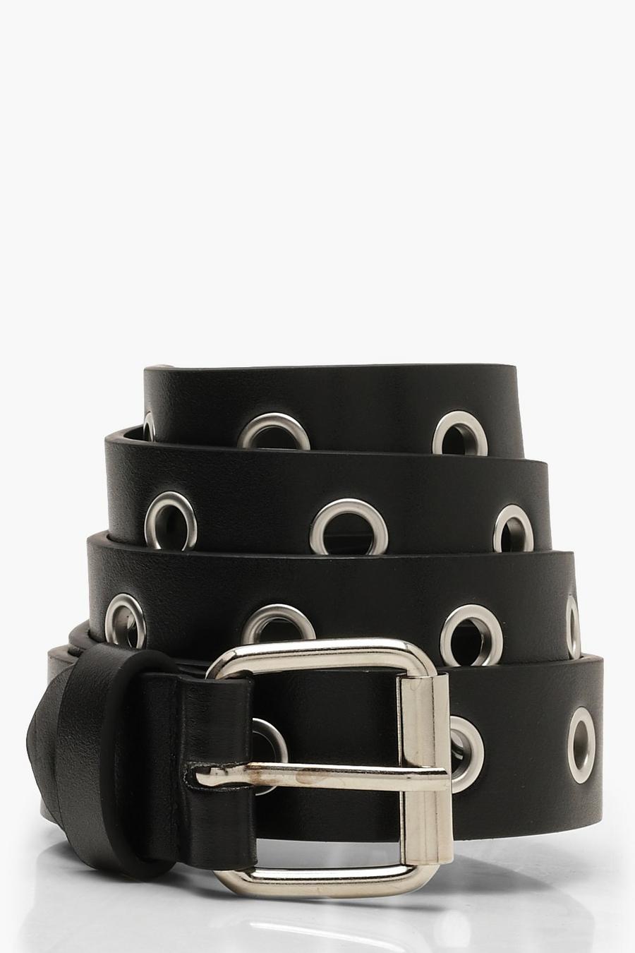 Black All Over Eyelet Boyfriend Belt image number 1