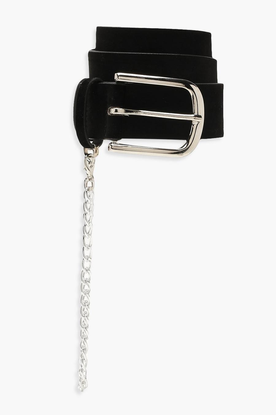 Suedette Belt With Silver Chain image number 1