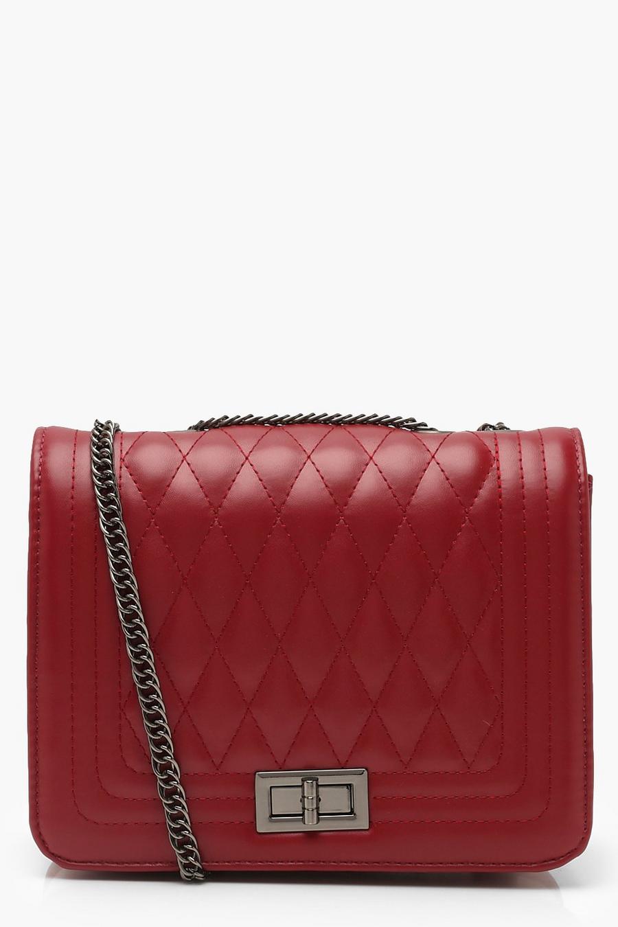 Wine PU Quilted Cross Body Bag image number 1
