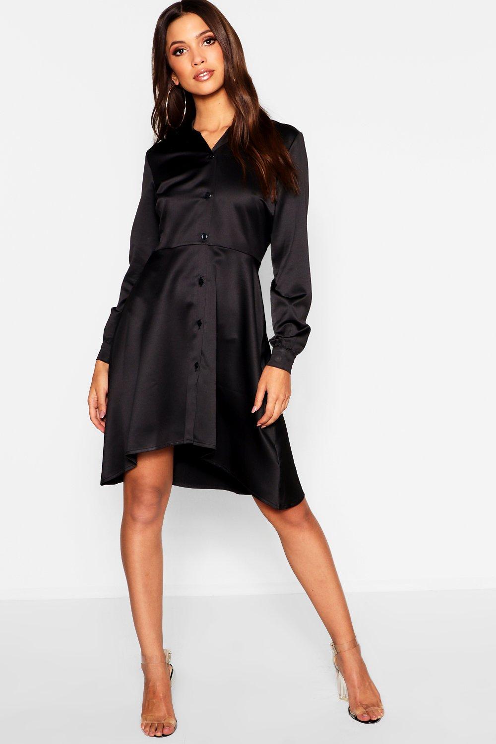 boohoo satin shirt dress