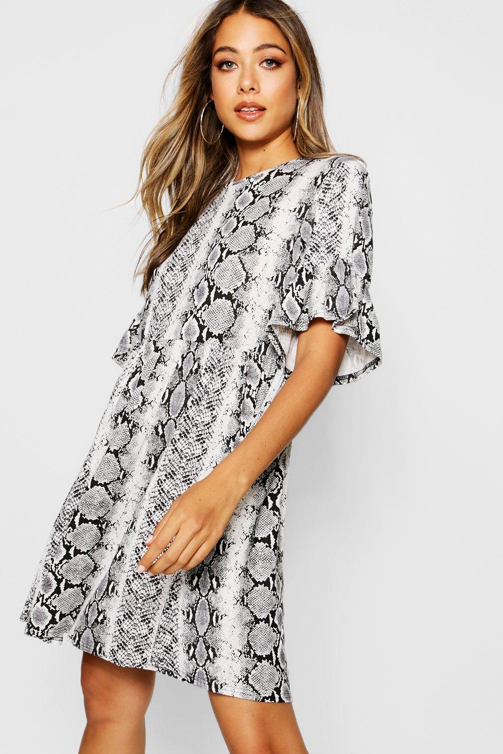 grey snake print dress