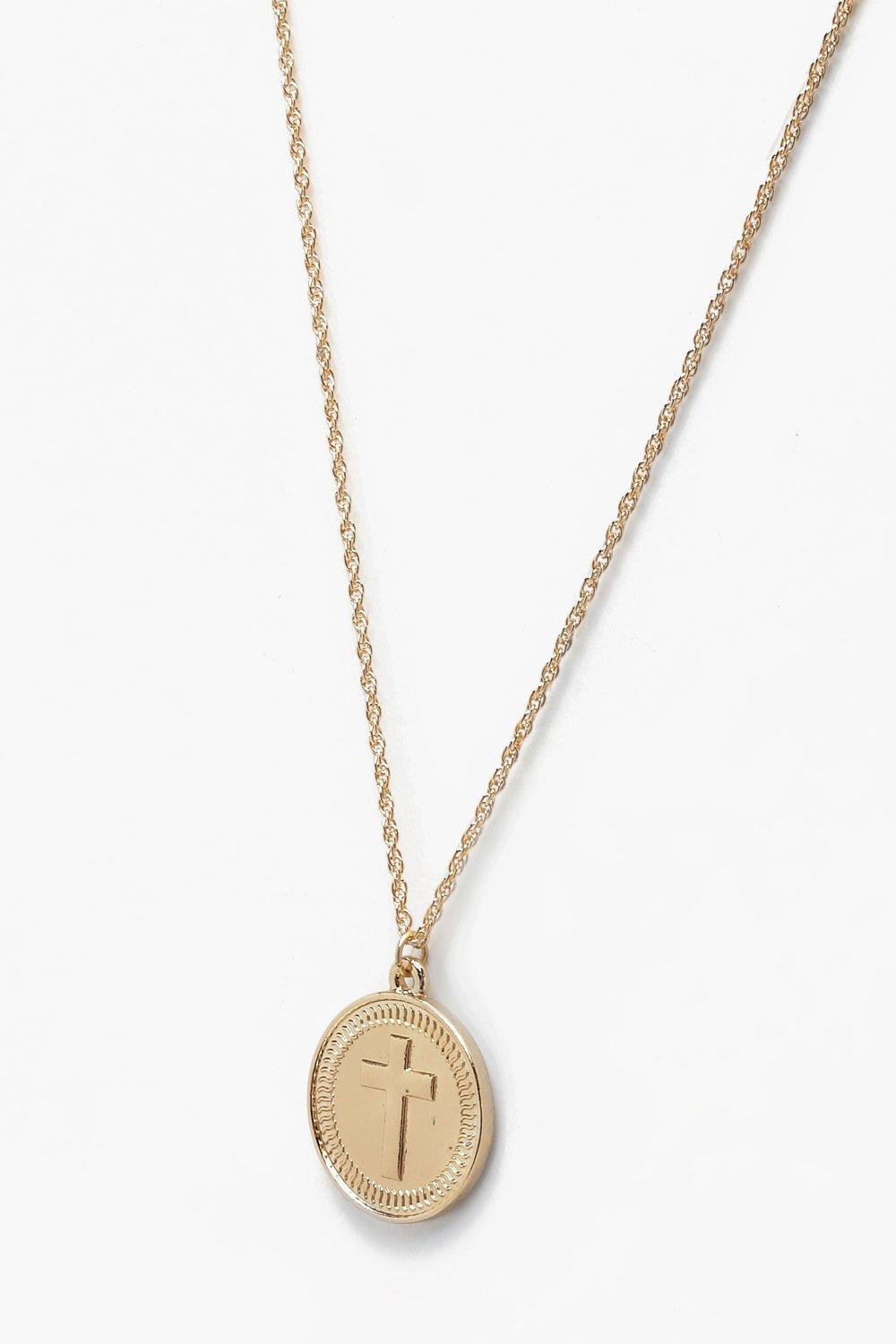 Cross Coin Pendant Necklace