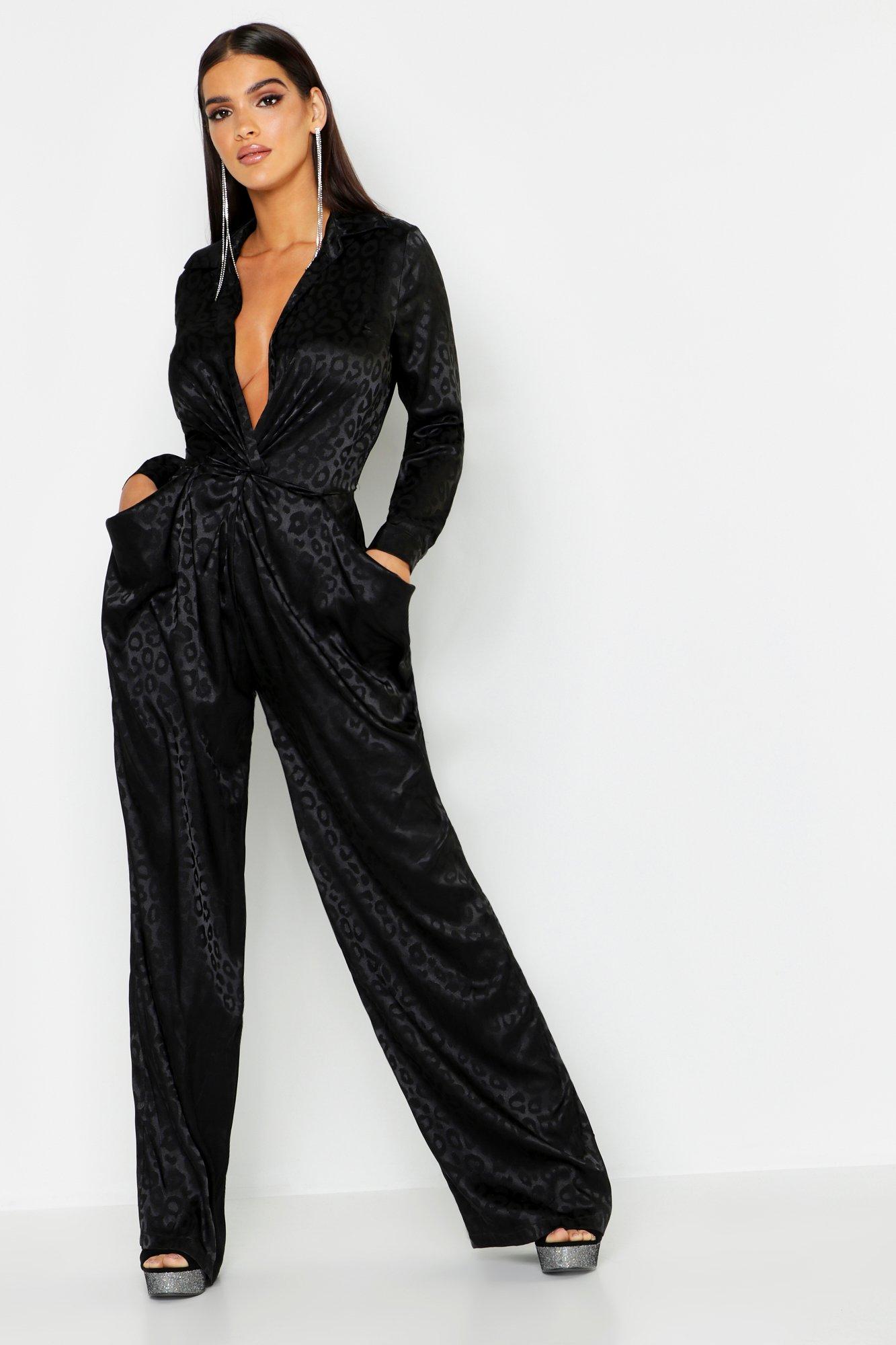 boohoo satin jumpsuit