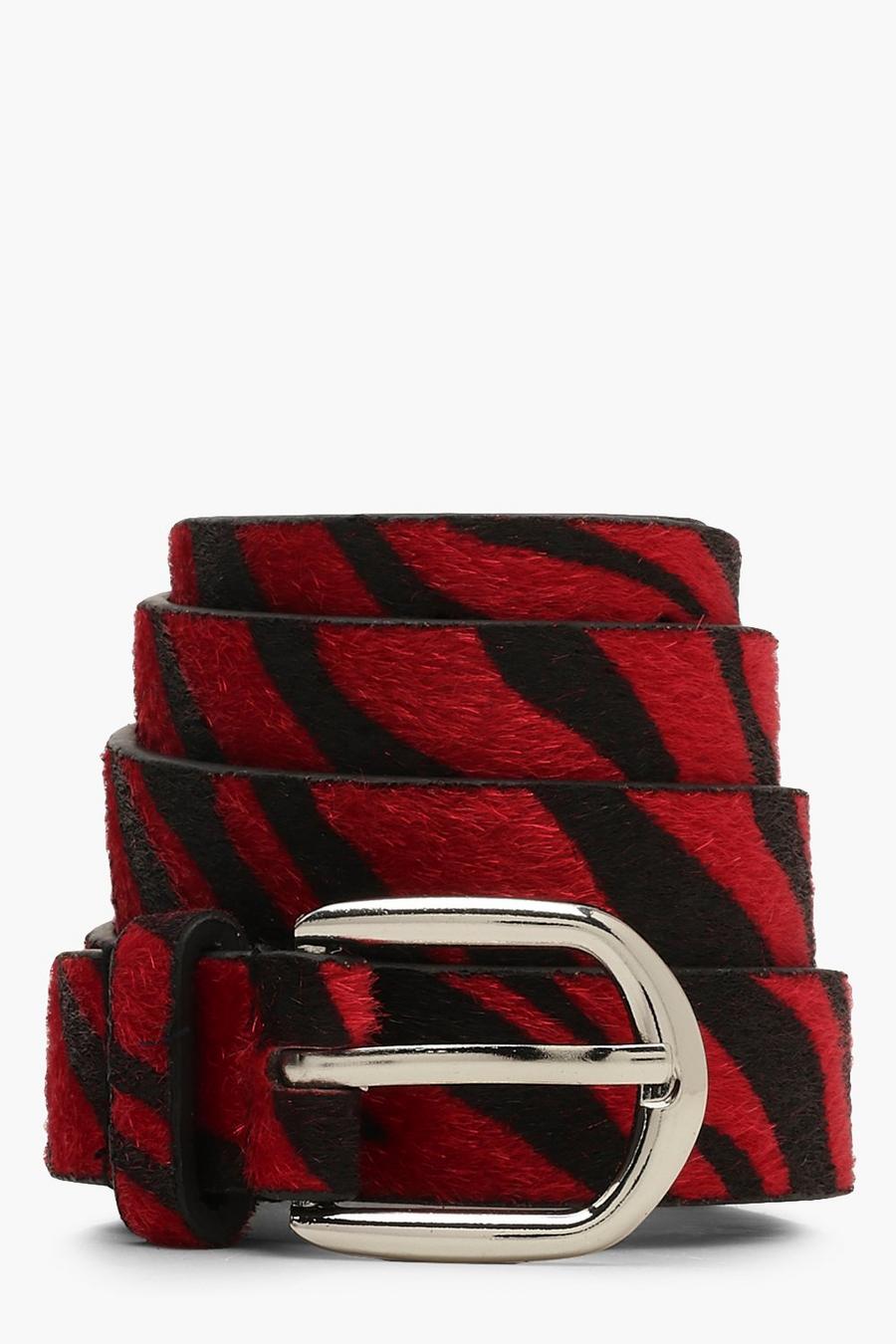Cinturón con estampado de cebra, Rojo image number 1