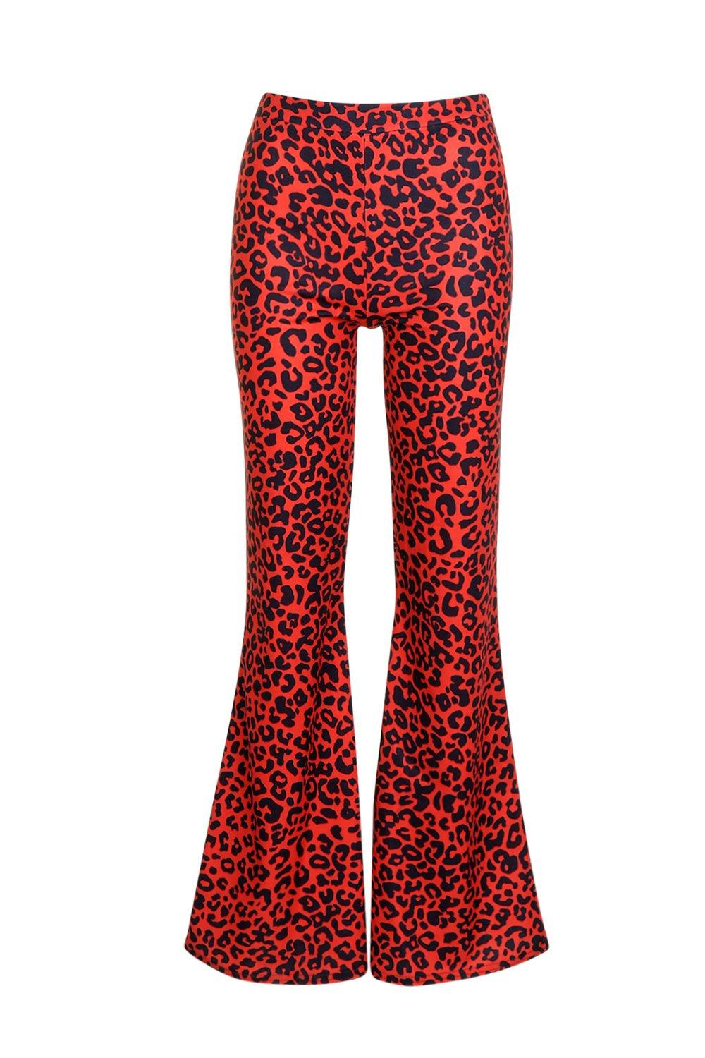 red cheetah pants