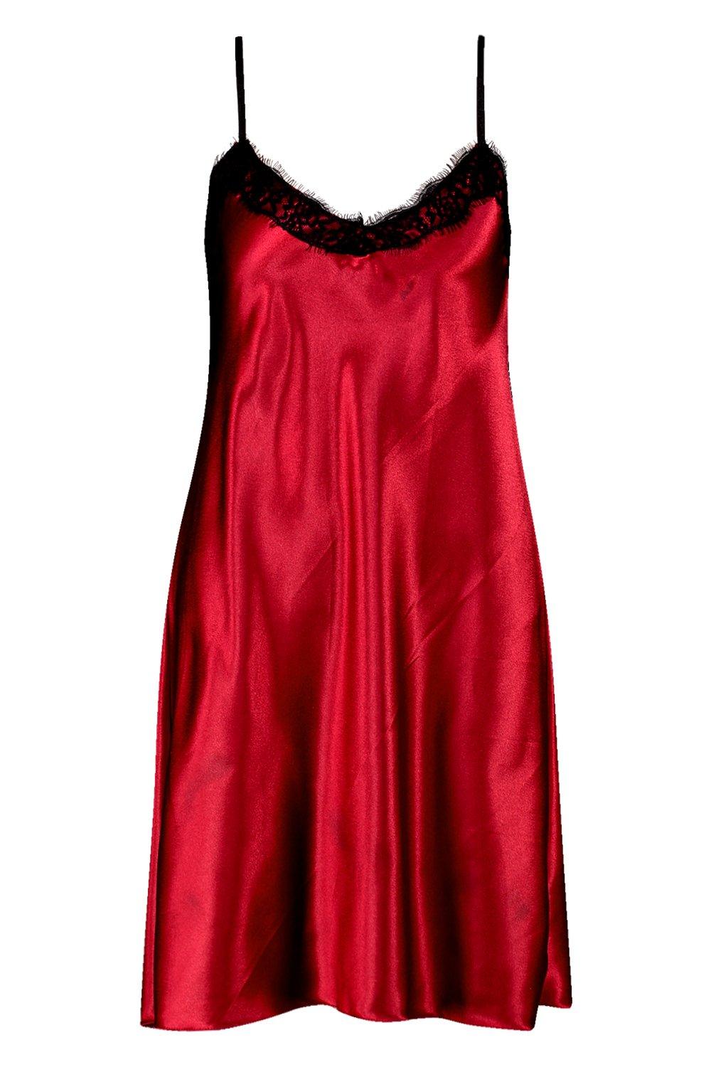 Sottoveste in raso con bordo di pizzo