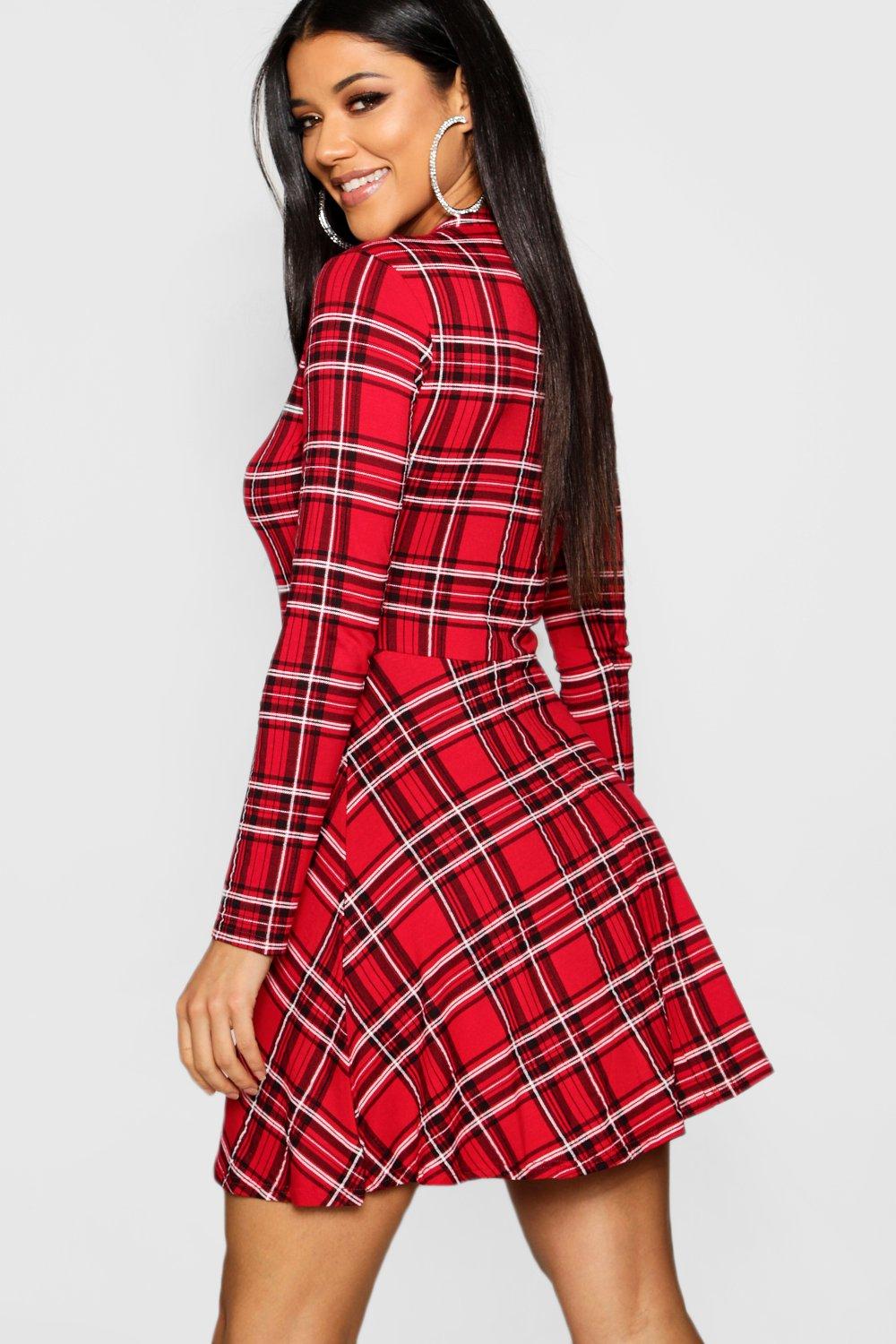 tartan fit and flare dress