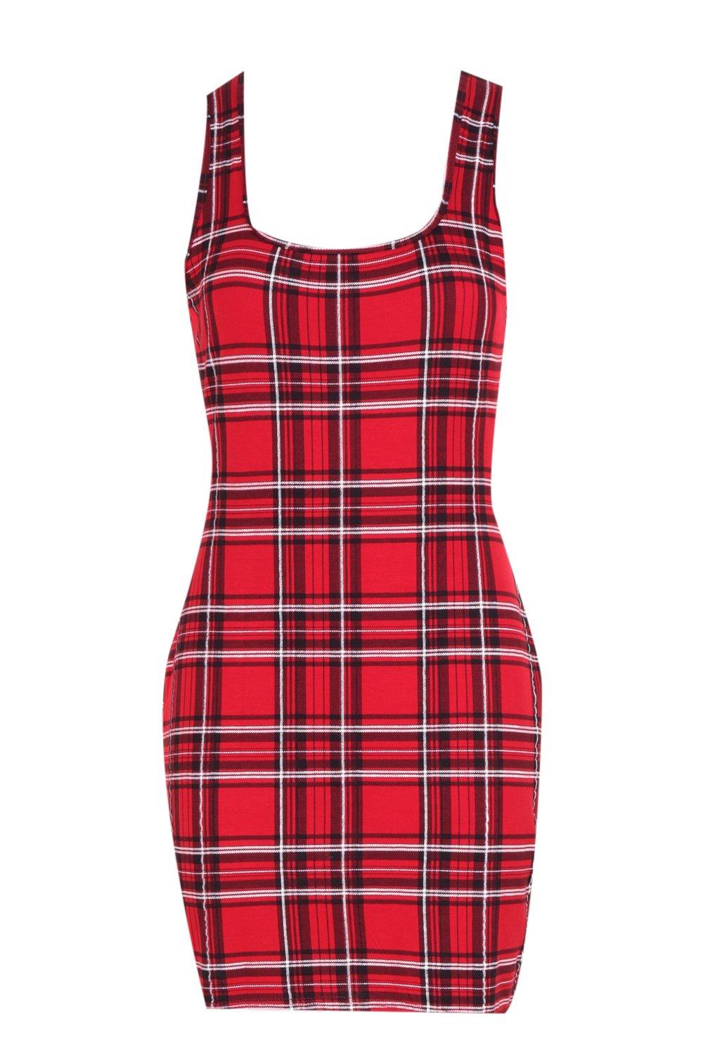 Micro Mini Tartan Bodycon Dress boohoo UK