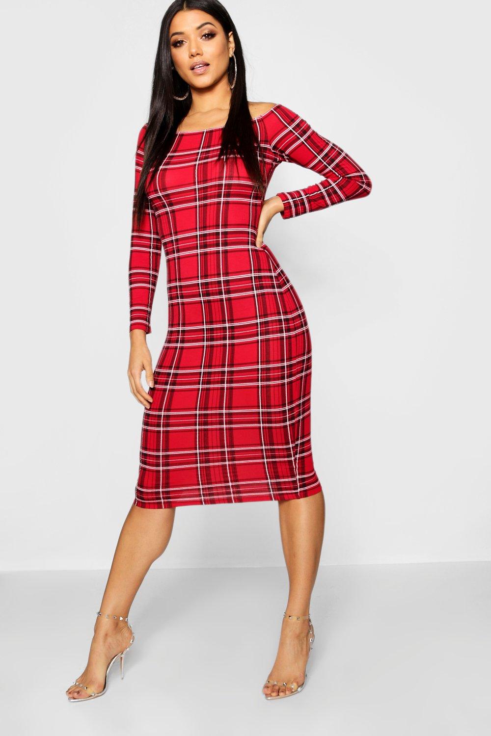 plaid dress boohoo