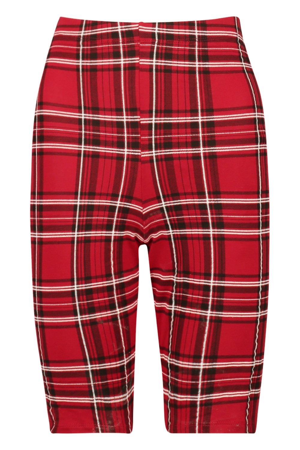 Plaid best sale biker shorts