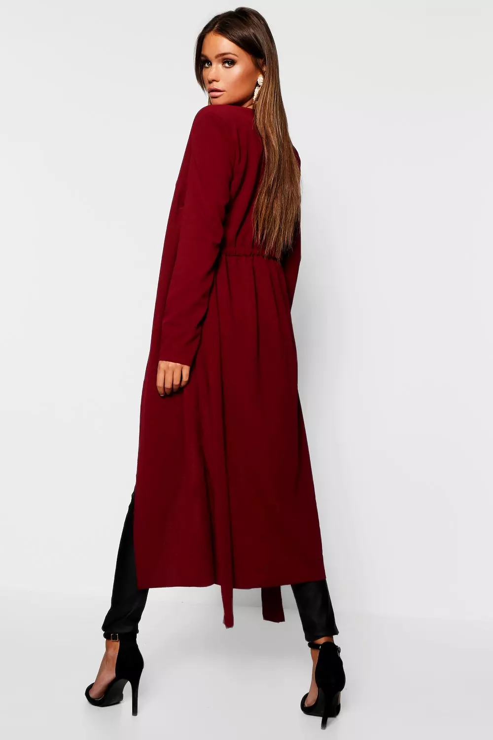 Burgundy duster clearance jacket