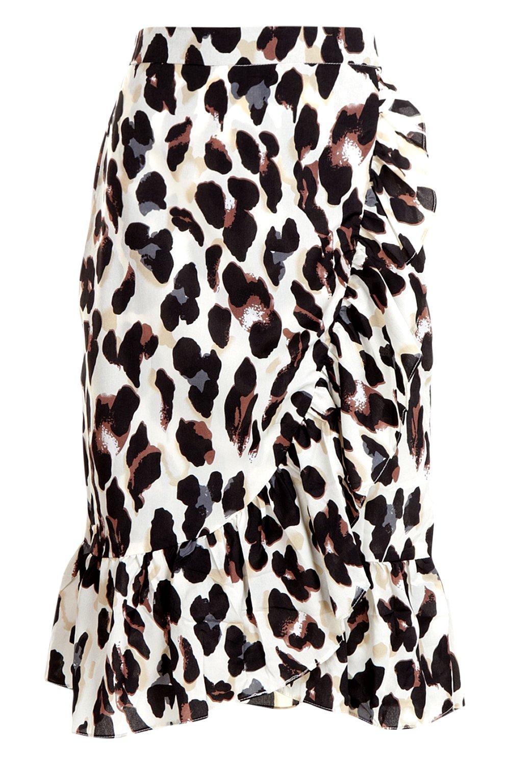 White leopard outlet wrap skirt