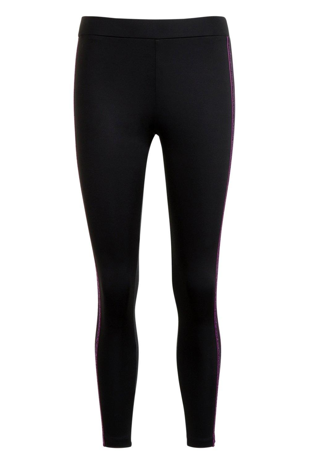 Black Glitter Side Stripe Leggings