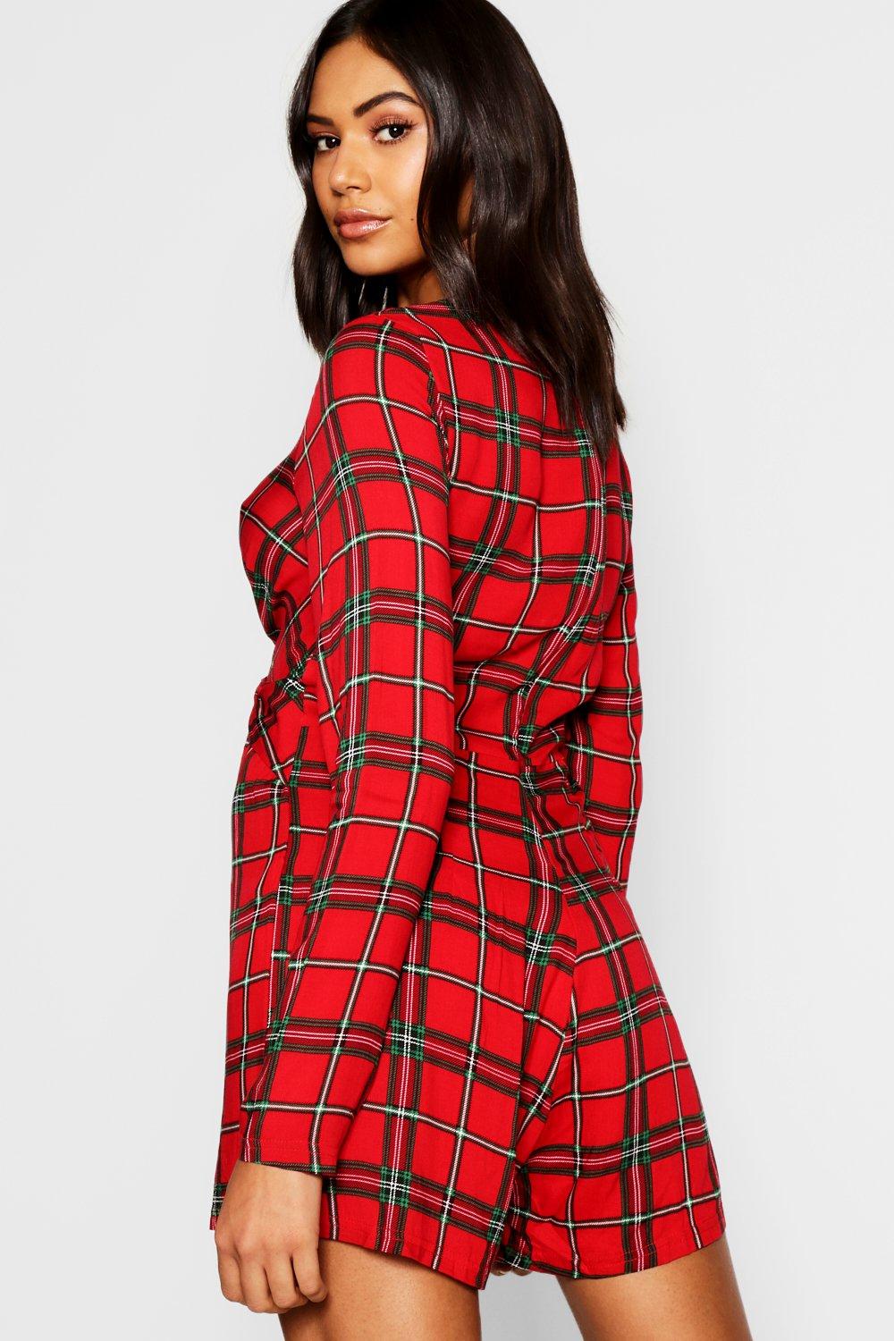 red tartan playsuit