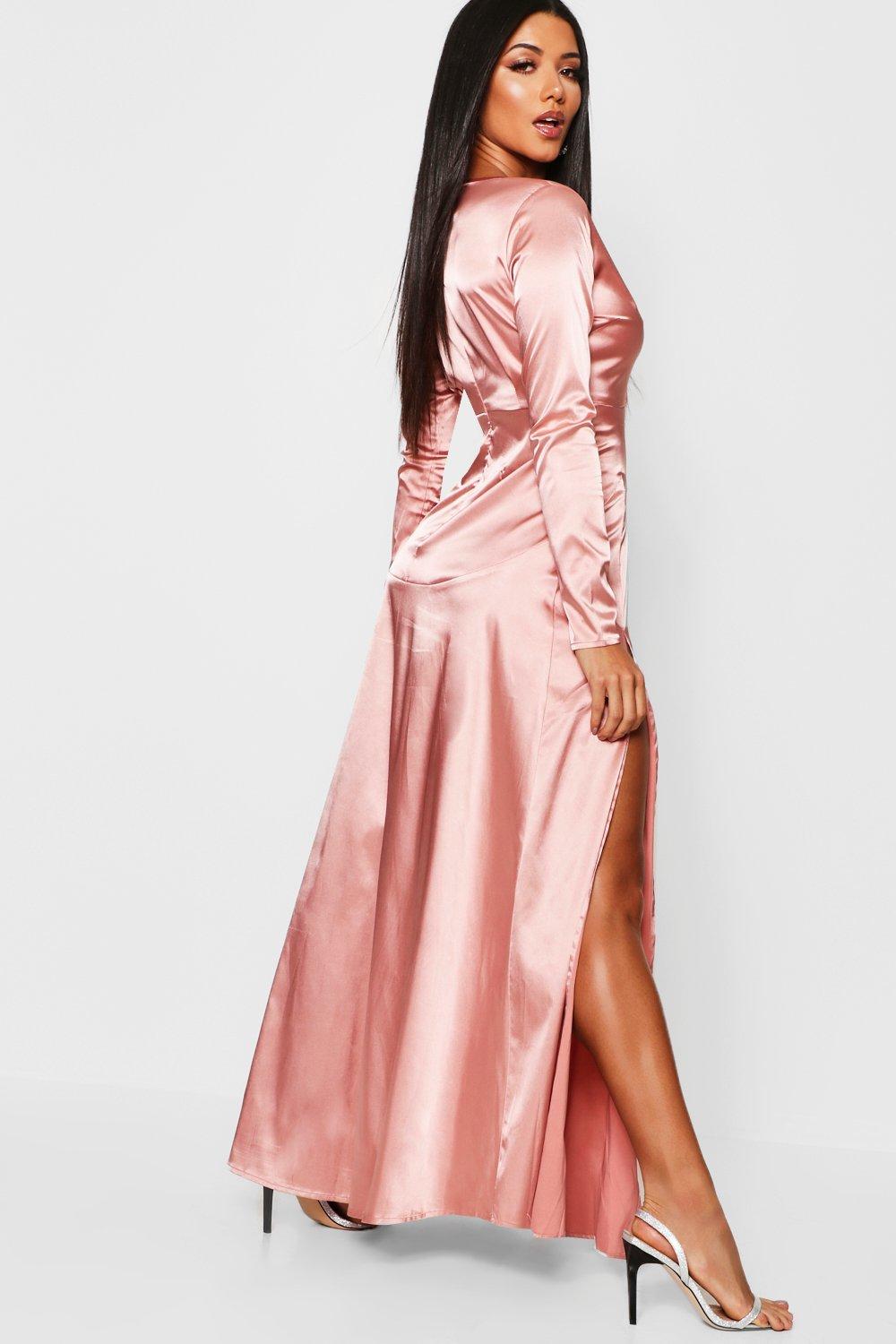 pink full sleeve maxi dress
