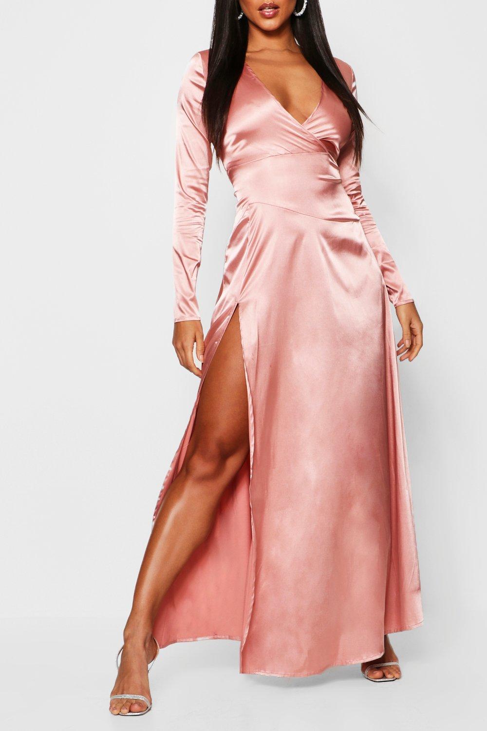 satin pink maxi dress