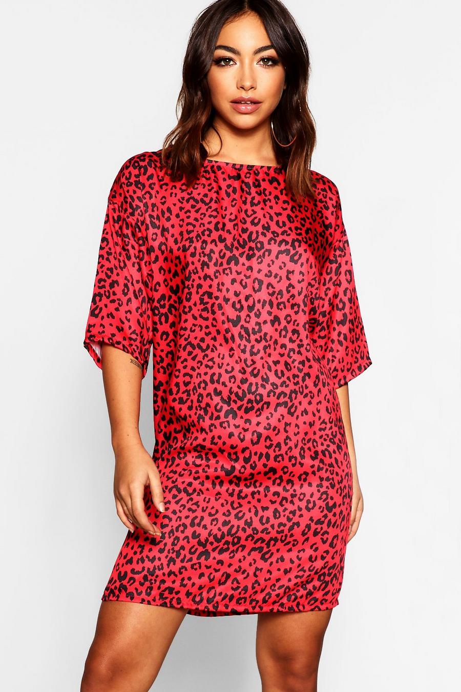 Vestido tejido de corte recto con estampado de leopardo image number 1
