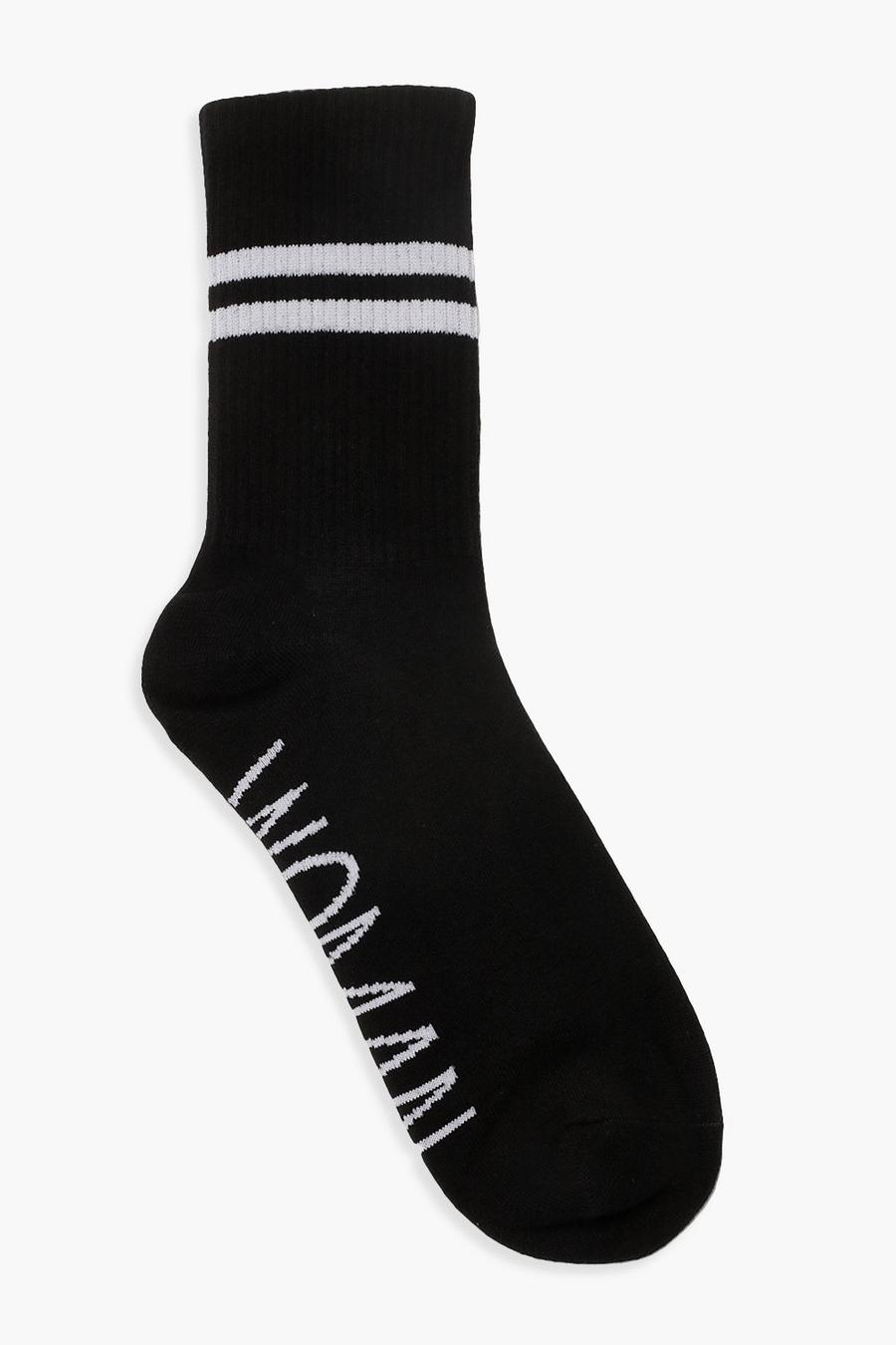 Black Woman Sports Stripe Ankle Socks image number 1