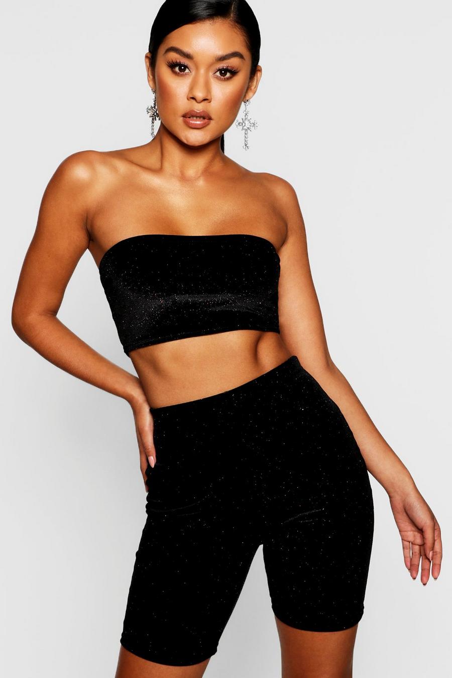 Glitter Velvet Cycle Short + Bandeau Two-Piece image number 1
