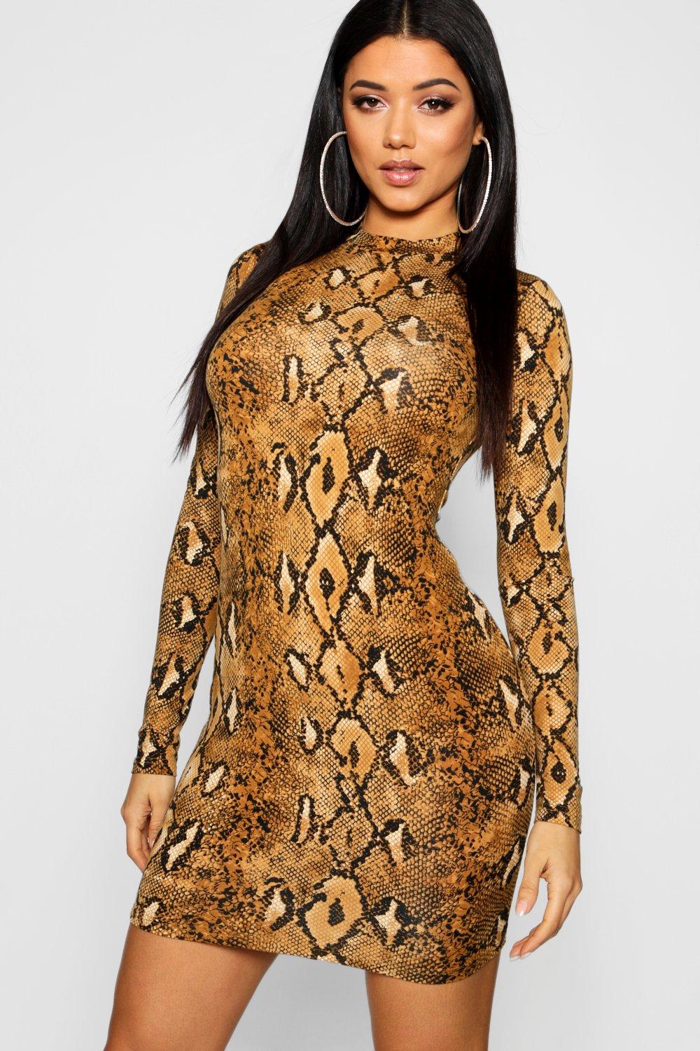 snake print tight dress