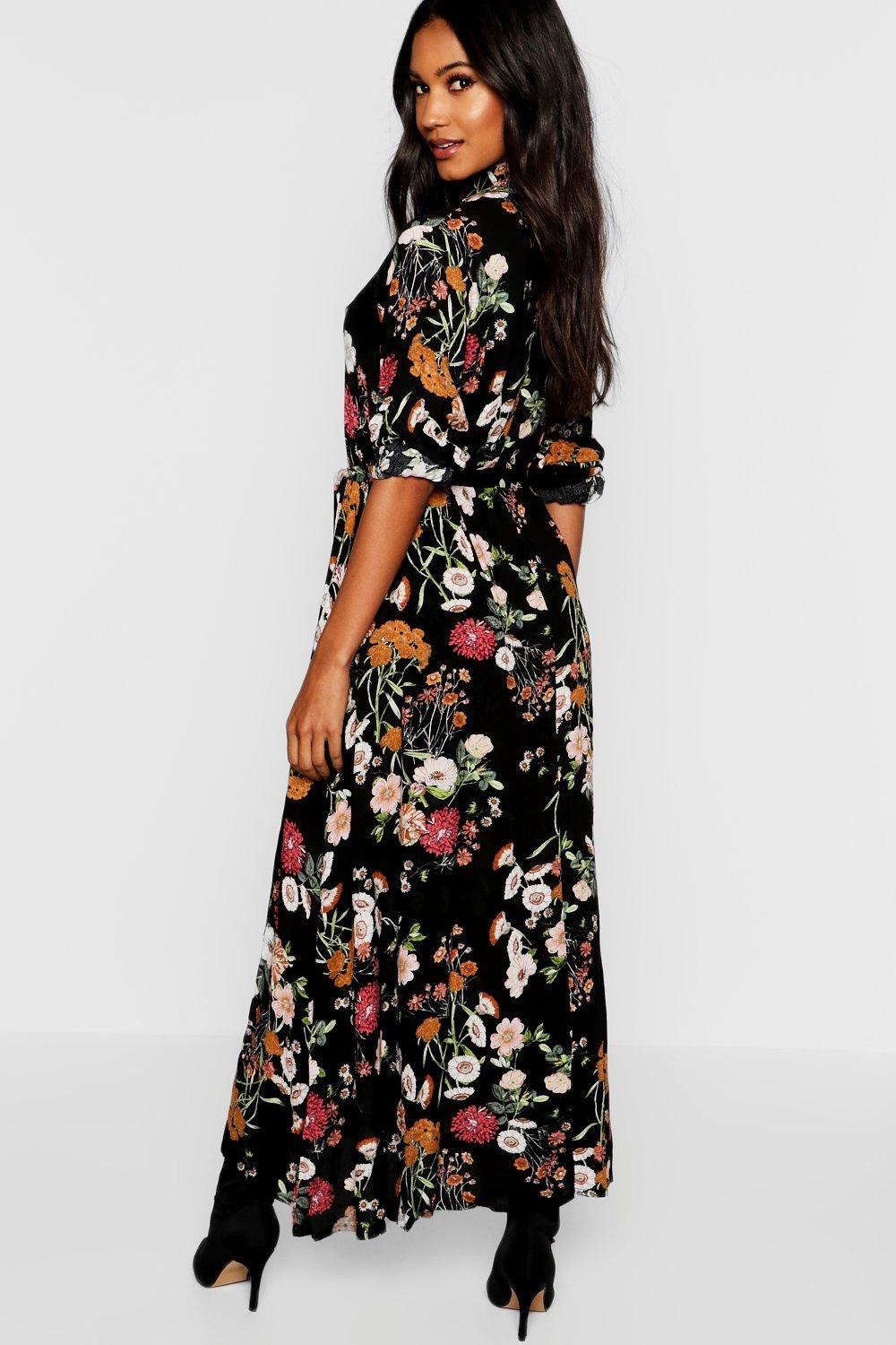 boohoo floral shirt dress