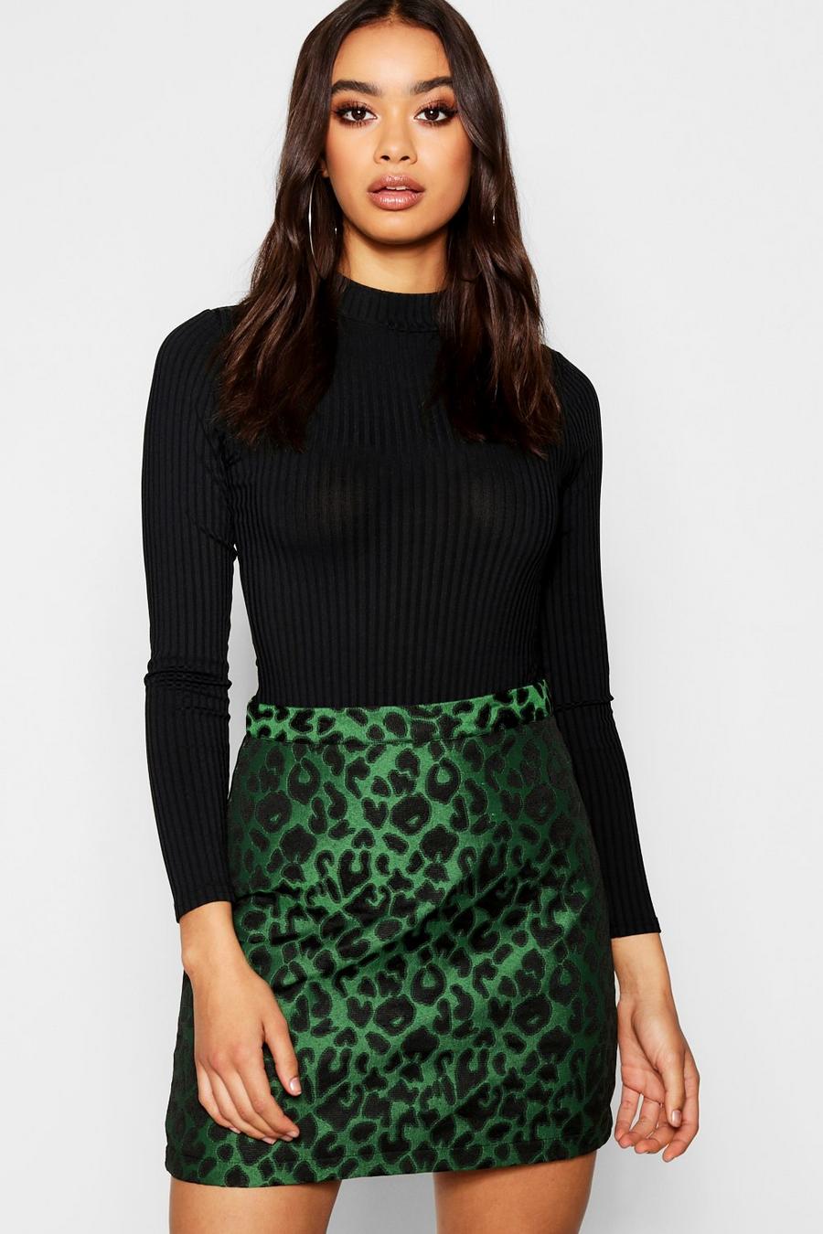 Leopard Woven Jacquard Mini Skirt image number 1