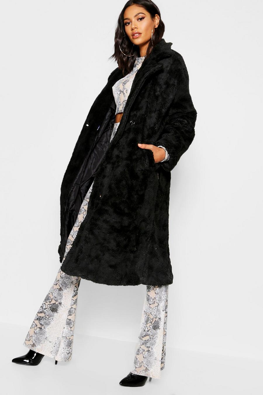 Manteau long avec col en fausse fourrure image number 1