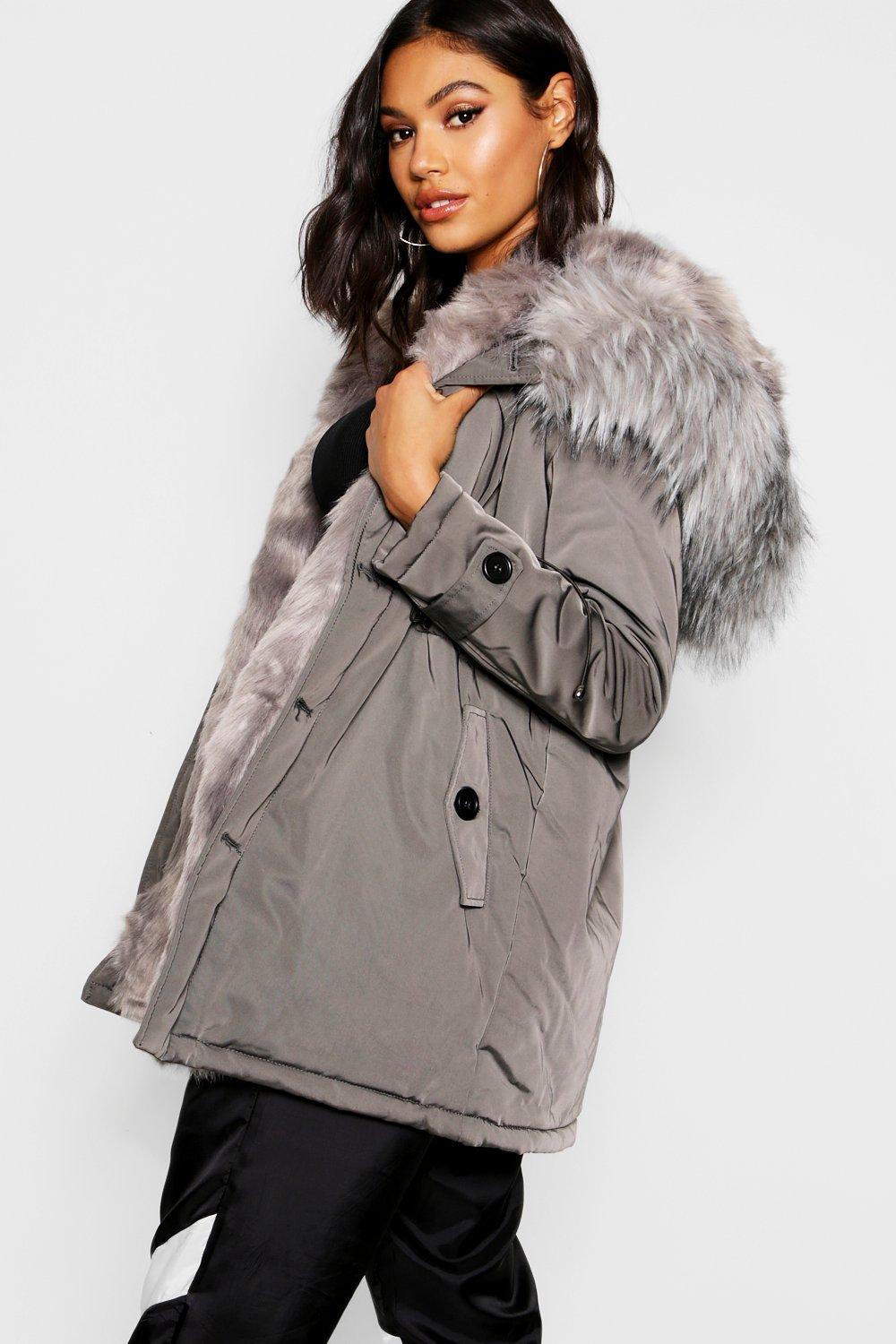 Boutique faux fur parka on sale