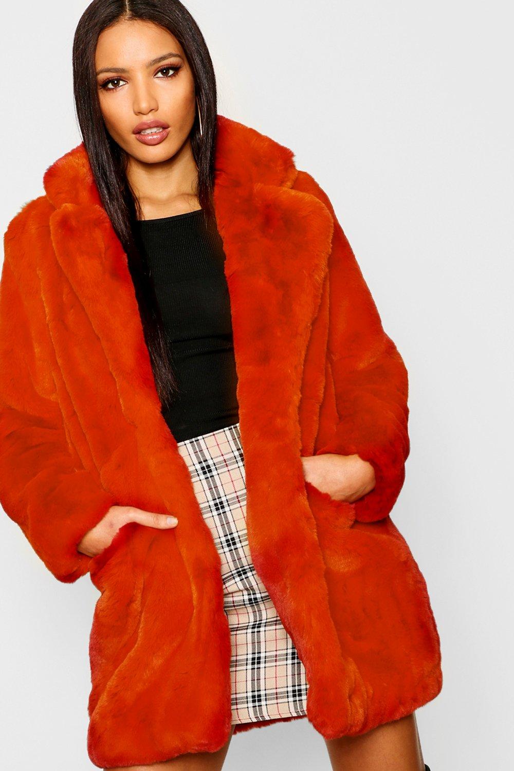 burnt orange fur coat