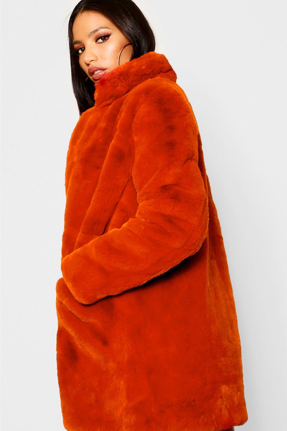burnt orange fur coat