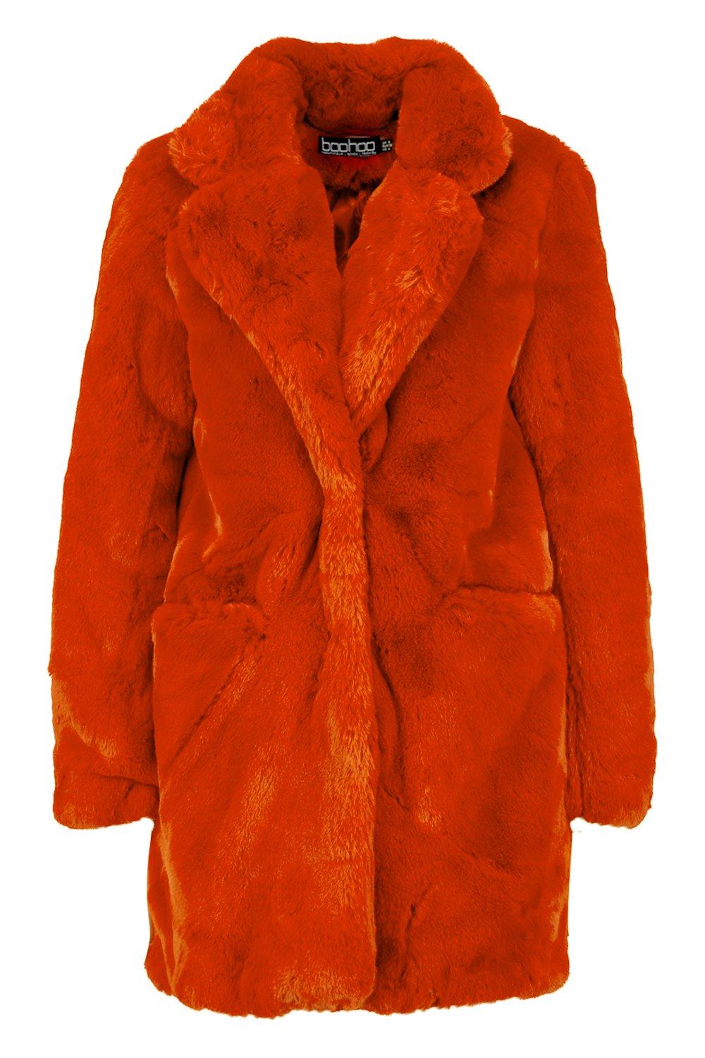 burnt orange fur coat