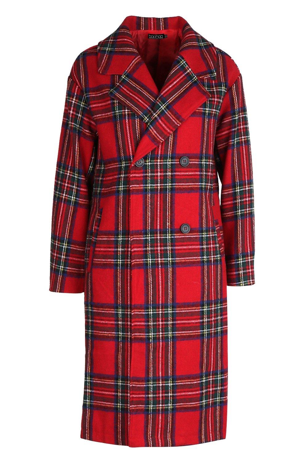 Long hot sale tartan coat