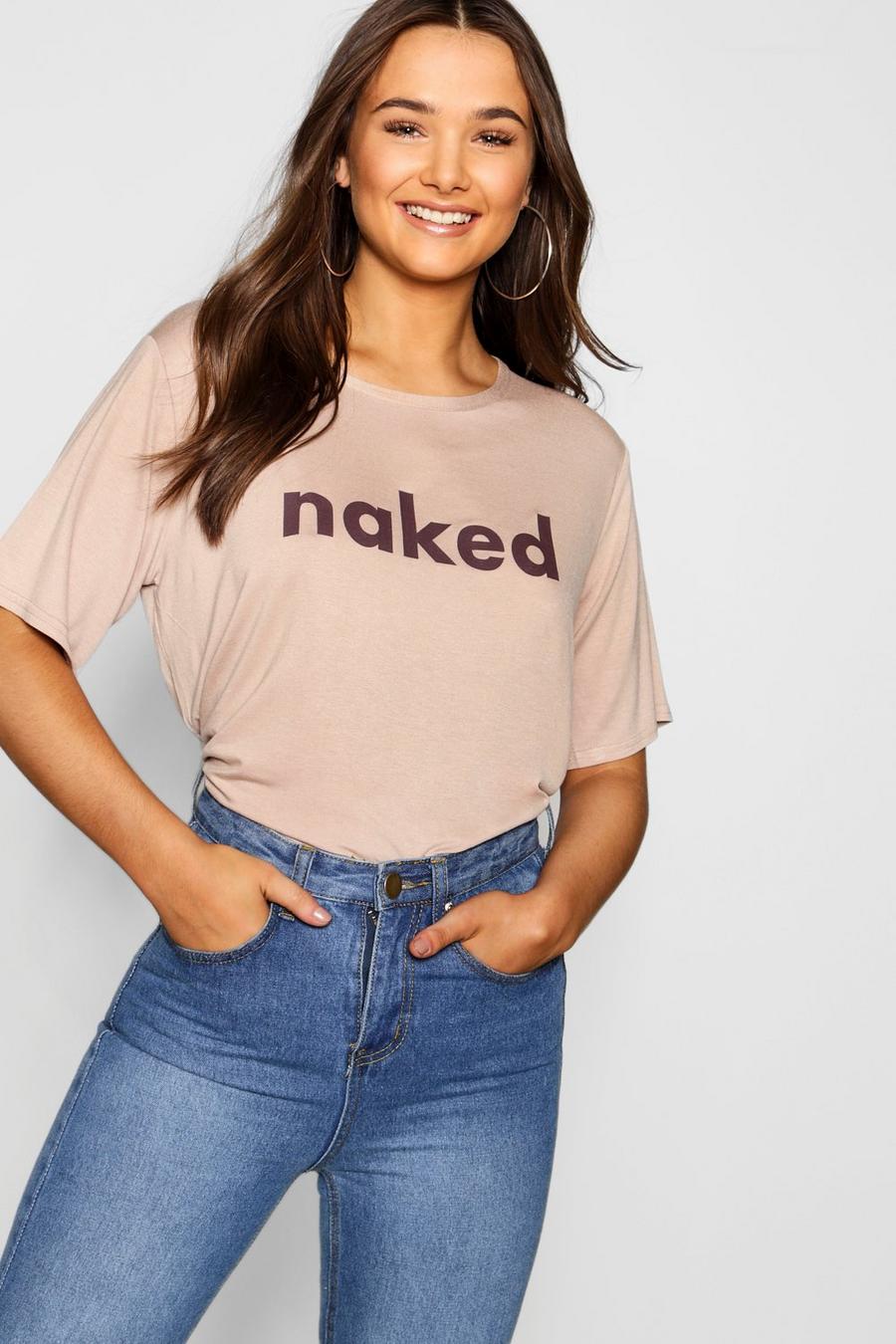 T-shirt con slogan Naked image number 1
